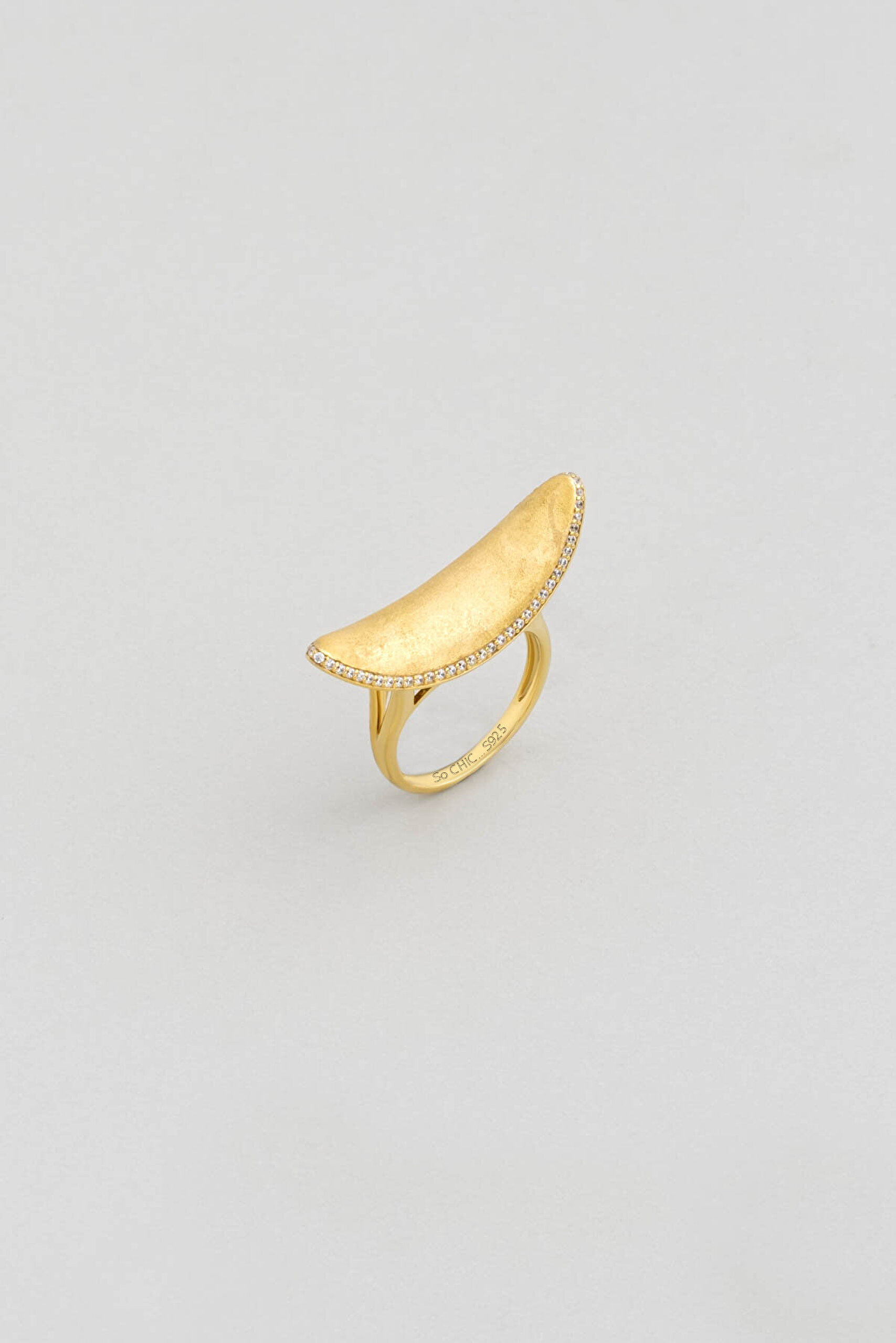 Giza Zarafeti 18 Ayar Sarı Altın Kaplama Gümüş Yüzük - 0