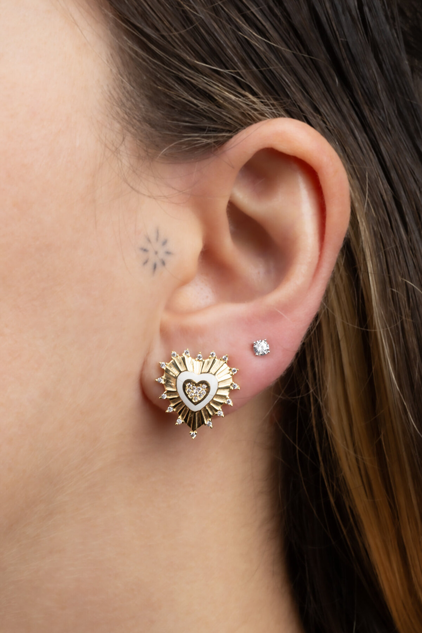 Zirkon Taşlı 3 mm 18 Ayar Rose Altın Kaplama Gümüş Tektaş Küpe - 2