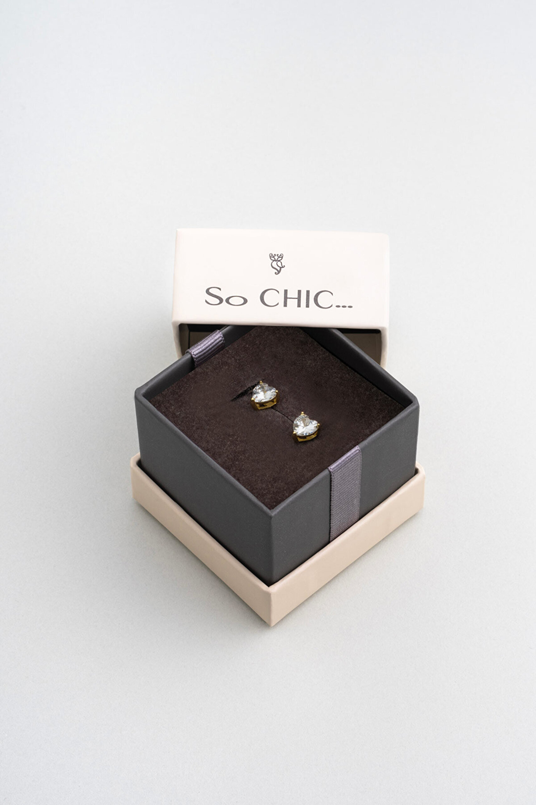 Kalp Figürlü 18 Ayar Sarı Altın Kaplama Gümüş Tektaş Küpe - 6