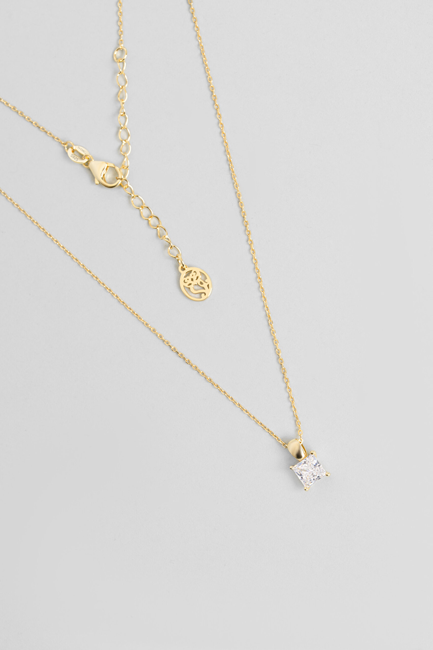 Prenses Kesim 18 Ayar Sarı Altın Kaplama 45 Cm Gümüş Minimal Kolye - 0