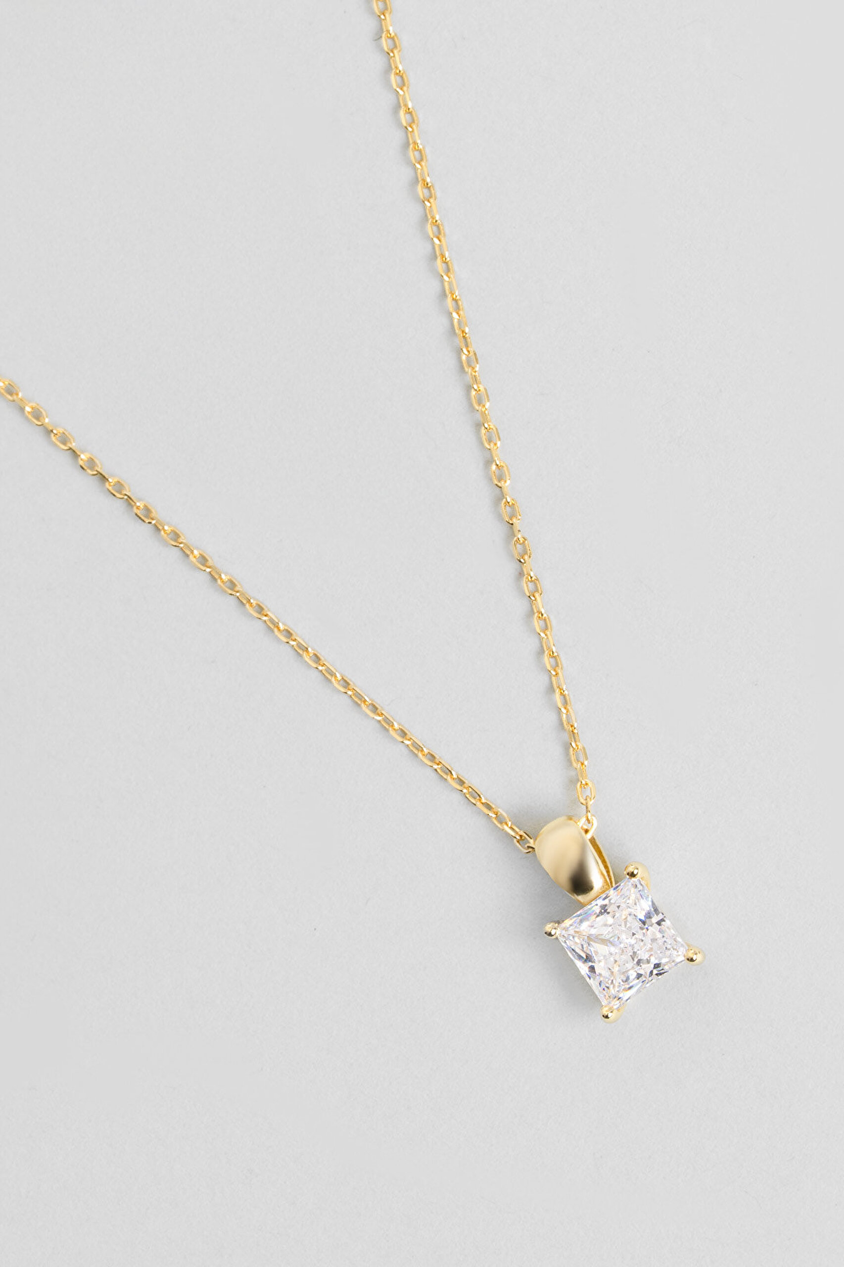 Prenses Kesim 18 Ayar Sarı Altın Kaplama 45 Cm Gümüş Minimal Kolye - 4