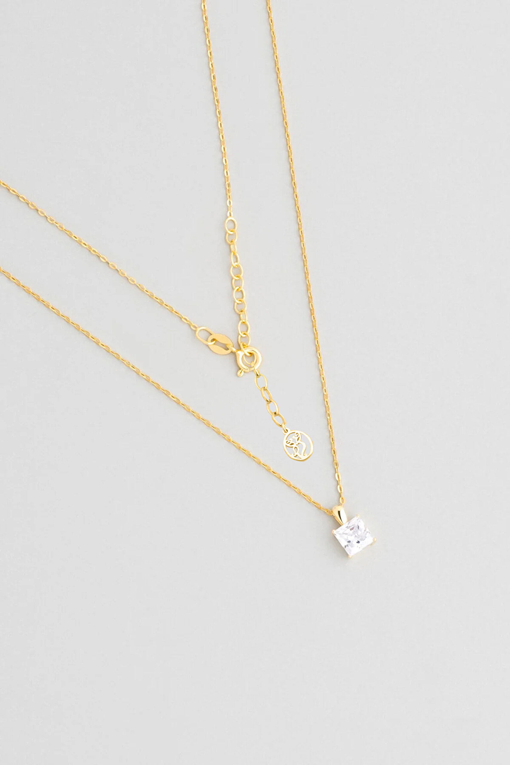 ⁠ Prenses Kesim 18 Ayar Sarı Altın Kaplama 45 Cm Gümüş Minimal Kolye_0}