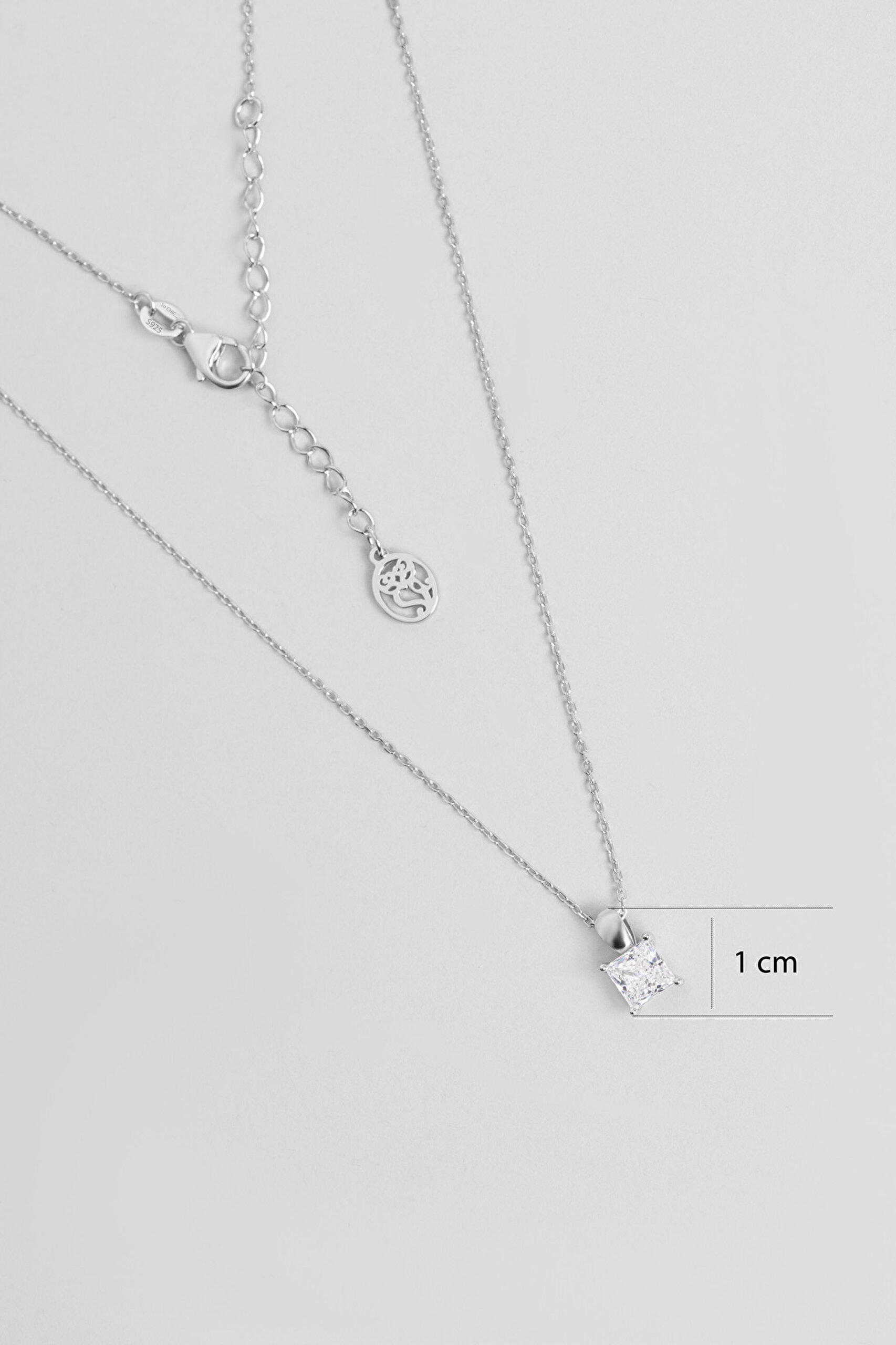 ⁠ Prenses Kesim 18 Ayar Beyaz Altın Kaplama 45 Cm Gümüş Minimal Kolye_2}
