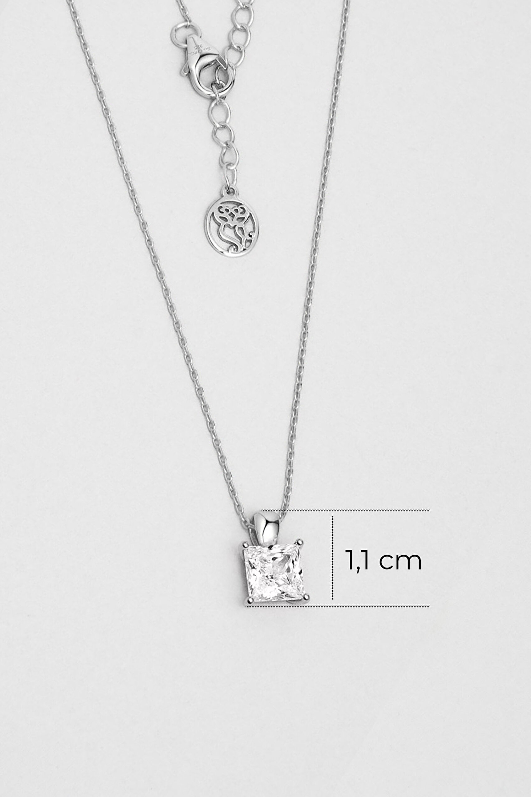 ⁠ Tektaş 18 Ayar Beyaz Altın Kaplama 45 Cm Gümüş Minimal Kolye_2}