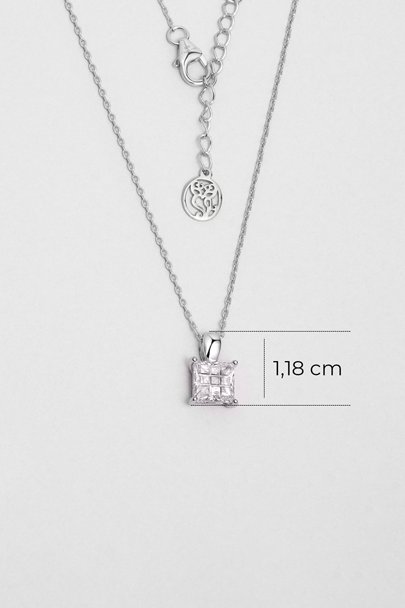⁠ Kare Kesim 18 Ayar Beyaz Altın Kaplama 45 Cm Gümüş Minimal Kolye_2}