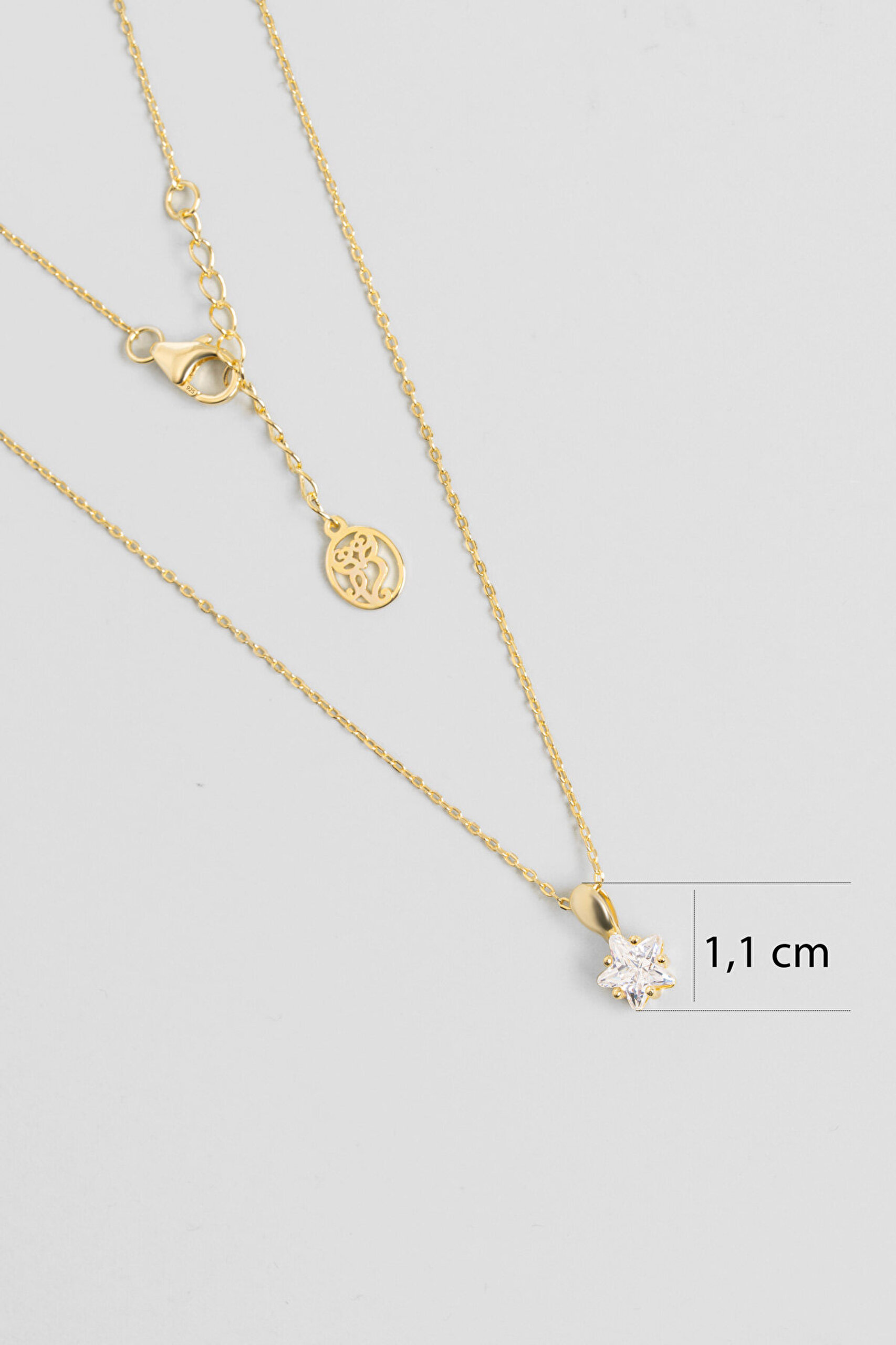 Minimal Yıldız Taşlı 18 Ayar Sarı Altın Kaplama 45 Cm Gümüş Kolye - 2