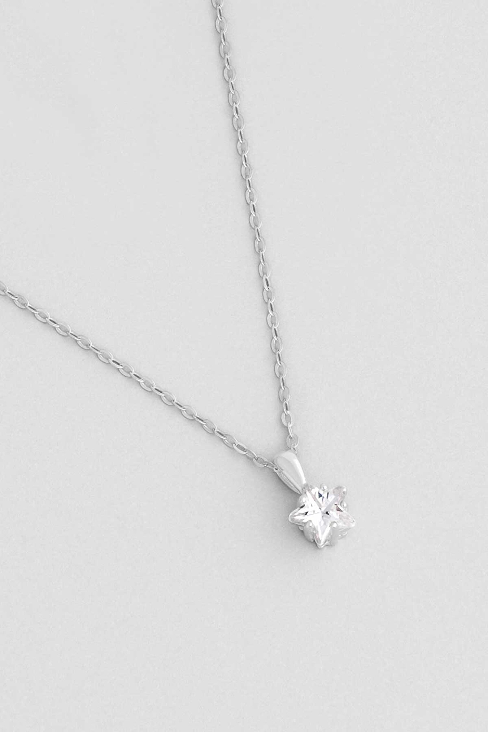 ⁠ Minimal Yıldız Taşlı 18 Ayar Beyaz Altın Kaplama 45 Cm Gümüş Kolye_1}