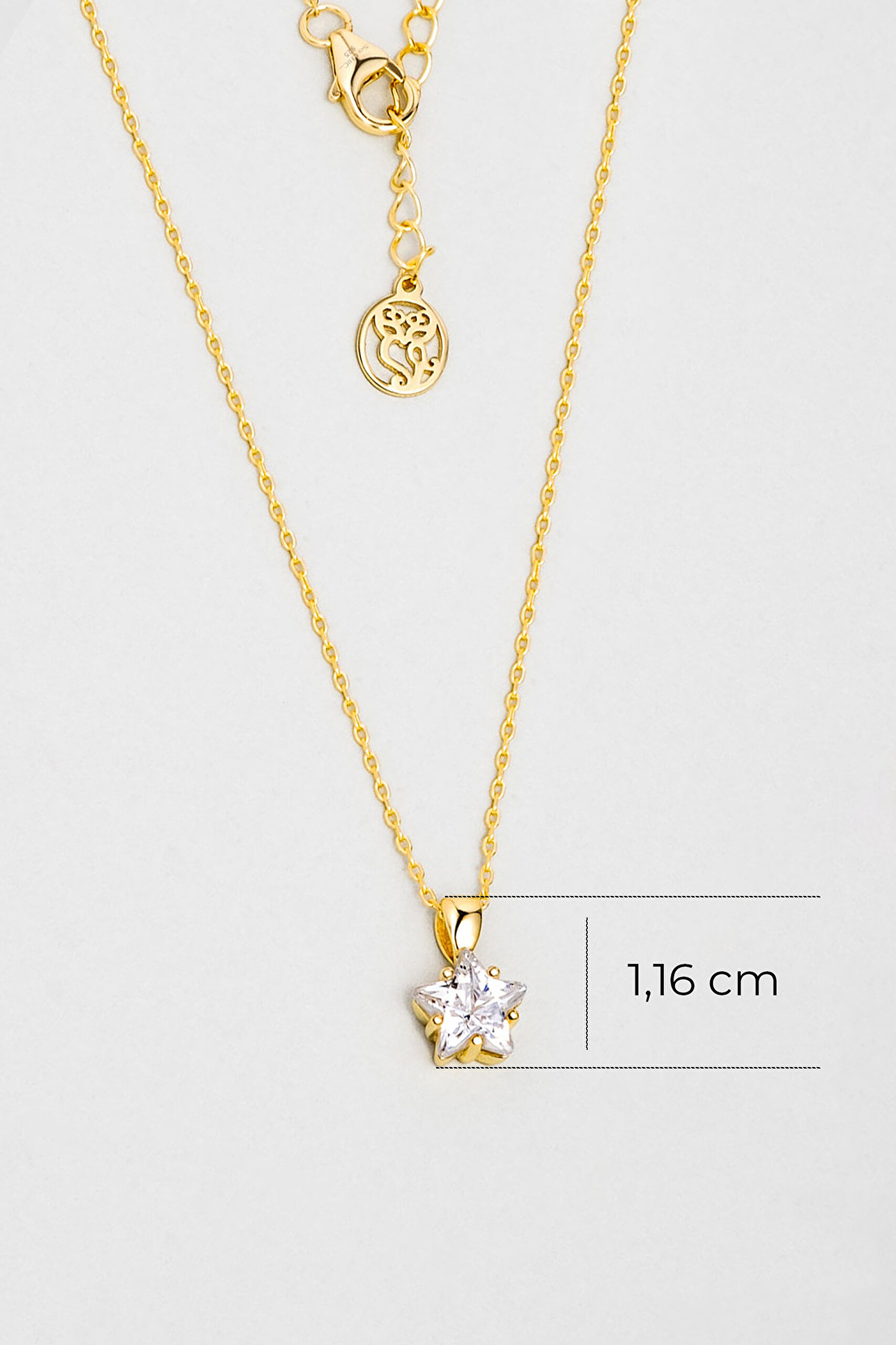 ⁠ Yıldız Taşlı 18 Ayar Beyaz Altın Kaplama 45 Cm Gümüş Minimal Kolye_2}
