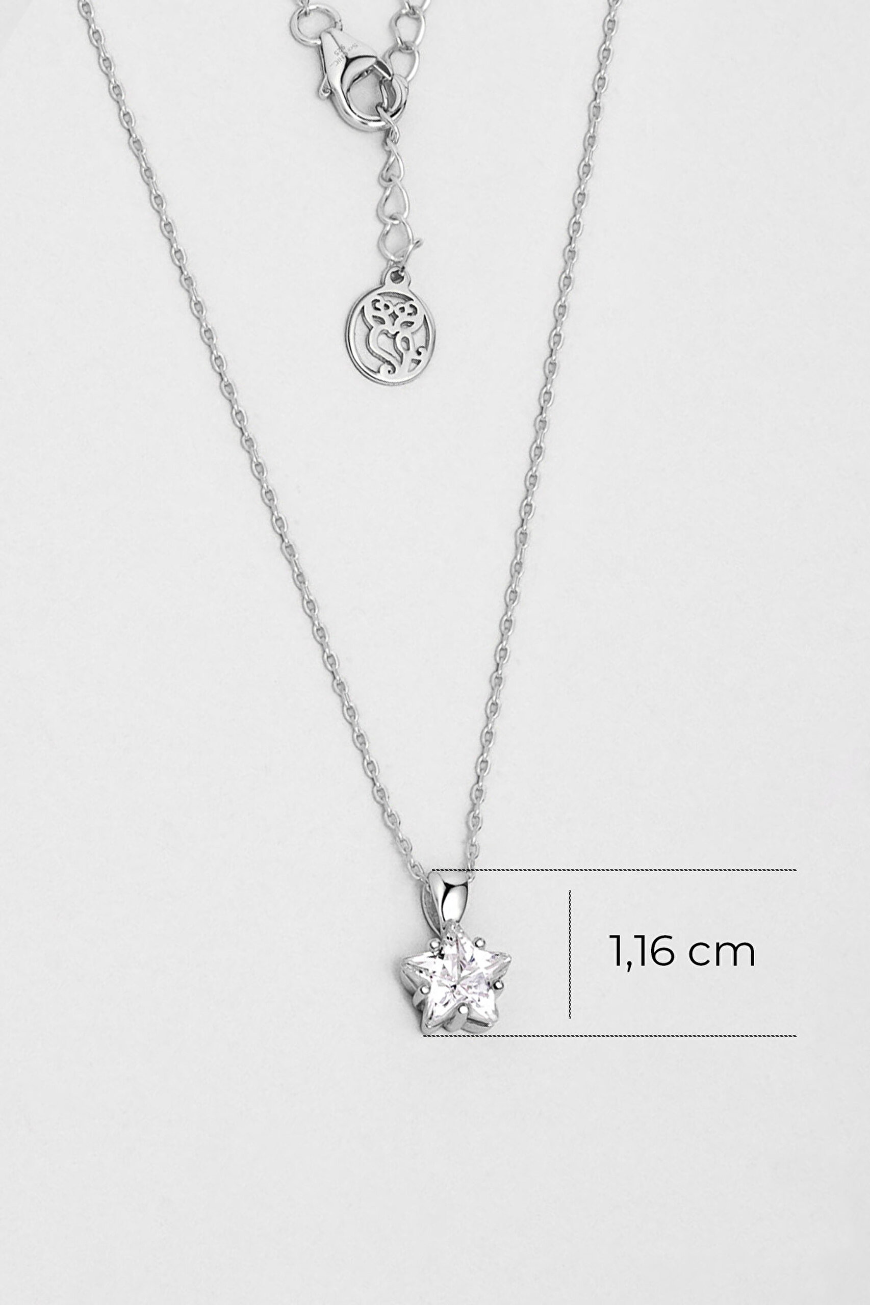 ⁠ Yıldız Taşlı 18 Ayar Beyaz Altın Kaplama 45 Cm Gümüş Minimal Kolye_2}