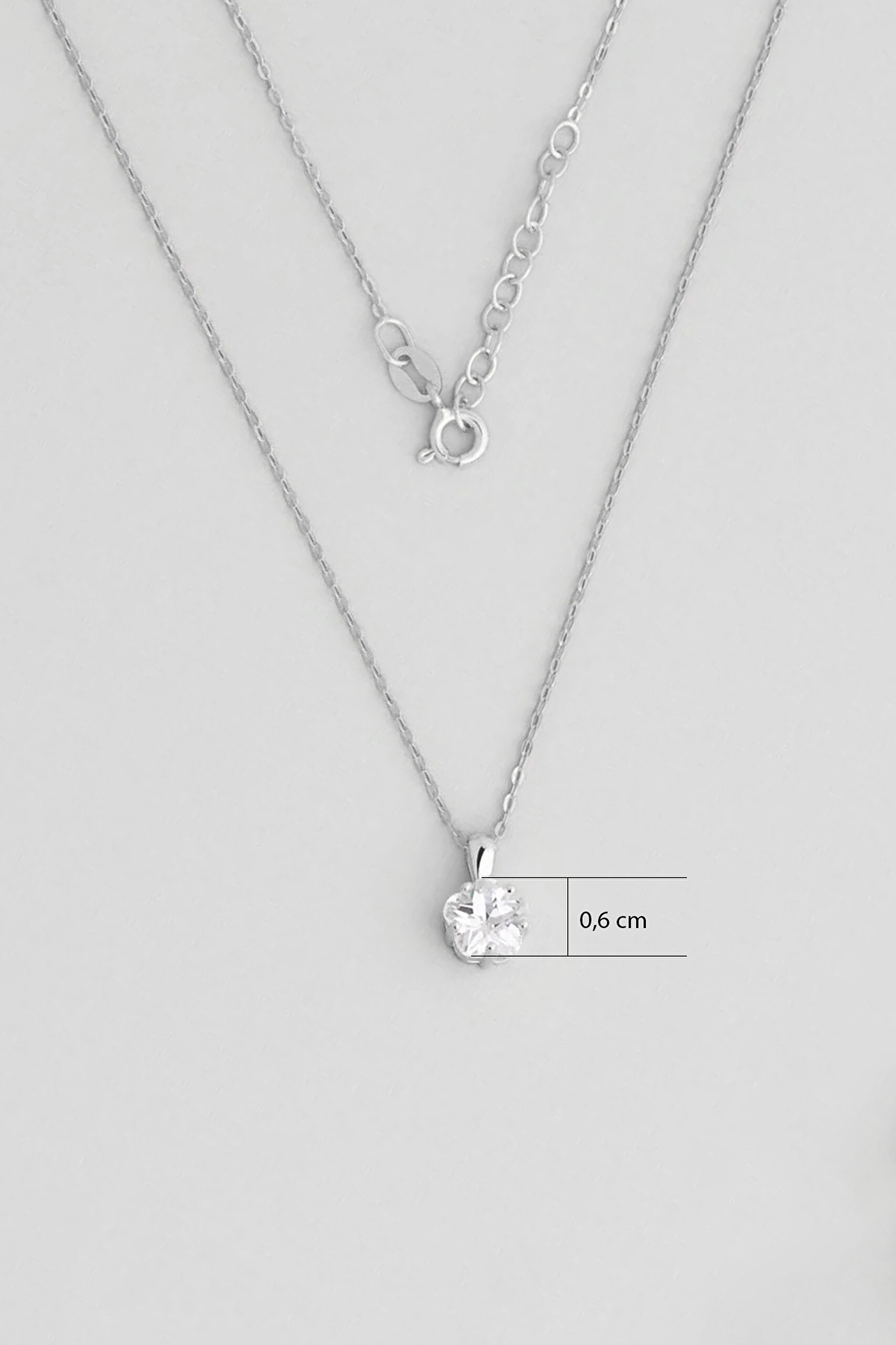⁠ Çiçek Taşlı 18 Ayar Beyaz Altın Kaplama 45 Cm Gümüş Kolye_2}