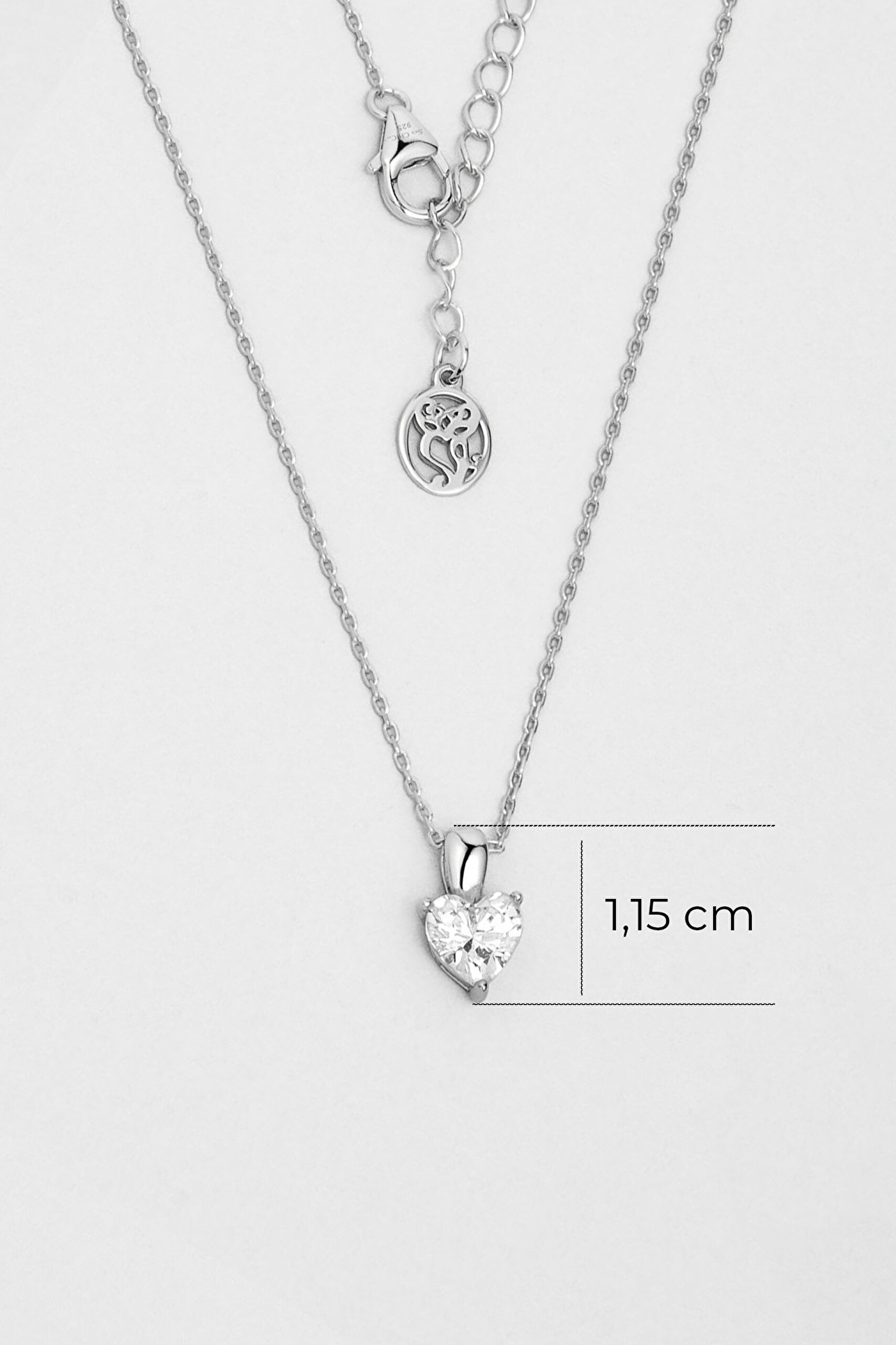 ⁠ Kalpli Tektaş 18 Ayar Beyaz Altın Kaplama 42 Cm Gümüş Kolye_2}