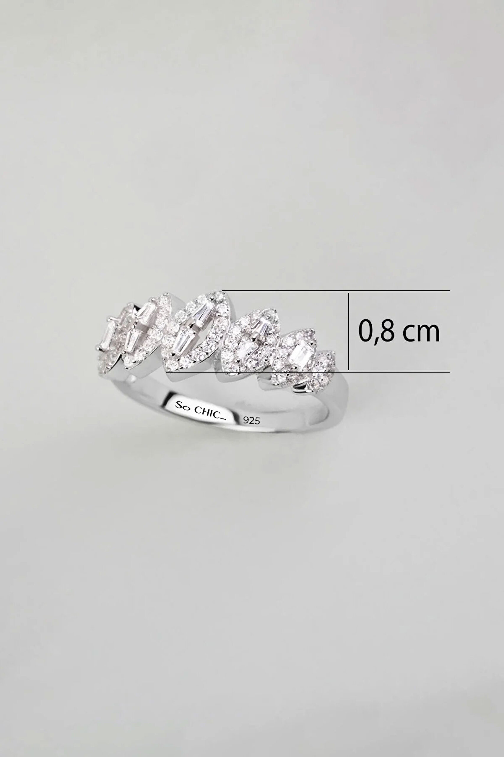 ⁠ Markiz Taşlı 18 Ayar Beyaz Altın Kaplama Gümüş Yüzük_2}