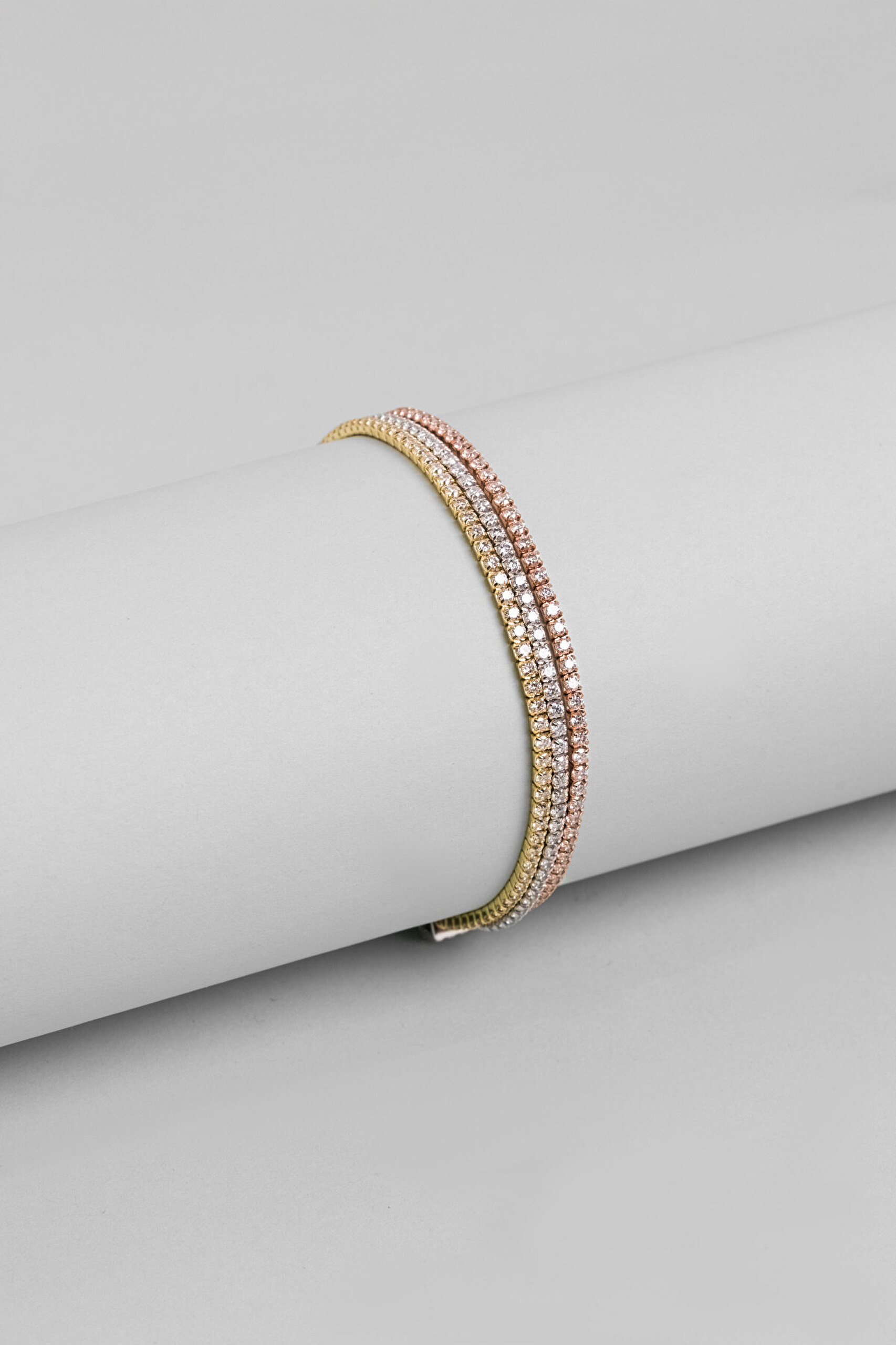 Su Yolu 18 Ayar Mix Altın Kaplama Gümüş Ayarlanabilir Üçlü Bileklik - 0