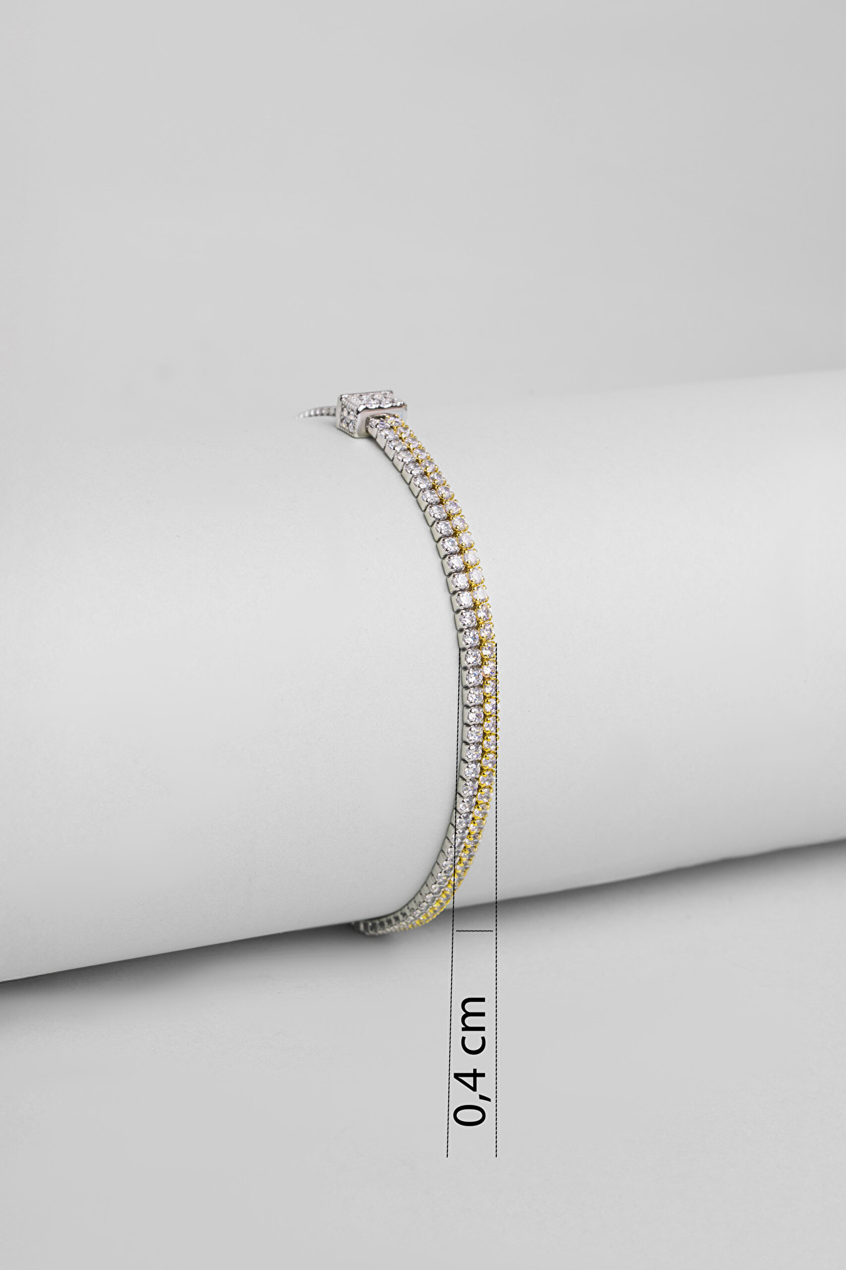 ⁠ Çift Sıra Su Yolu 18 Ayar Sarı Ve Beyaz Altın Kaplama Gümüş Ayarlanabilir Bileklik_2}