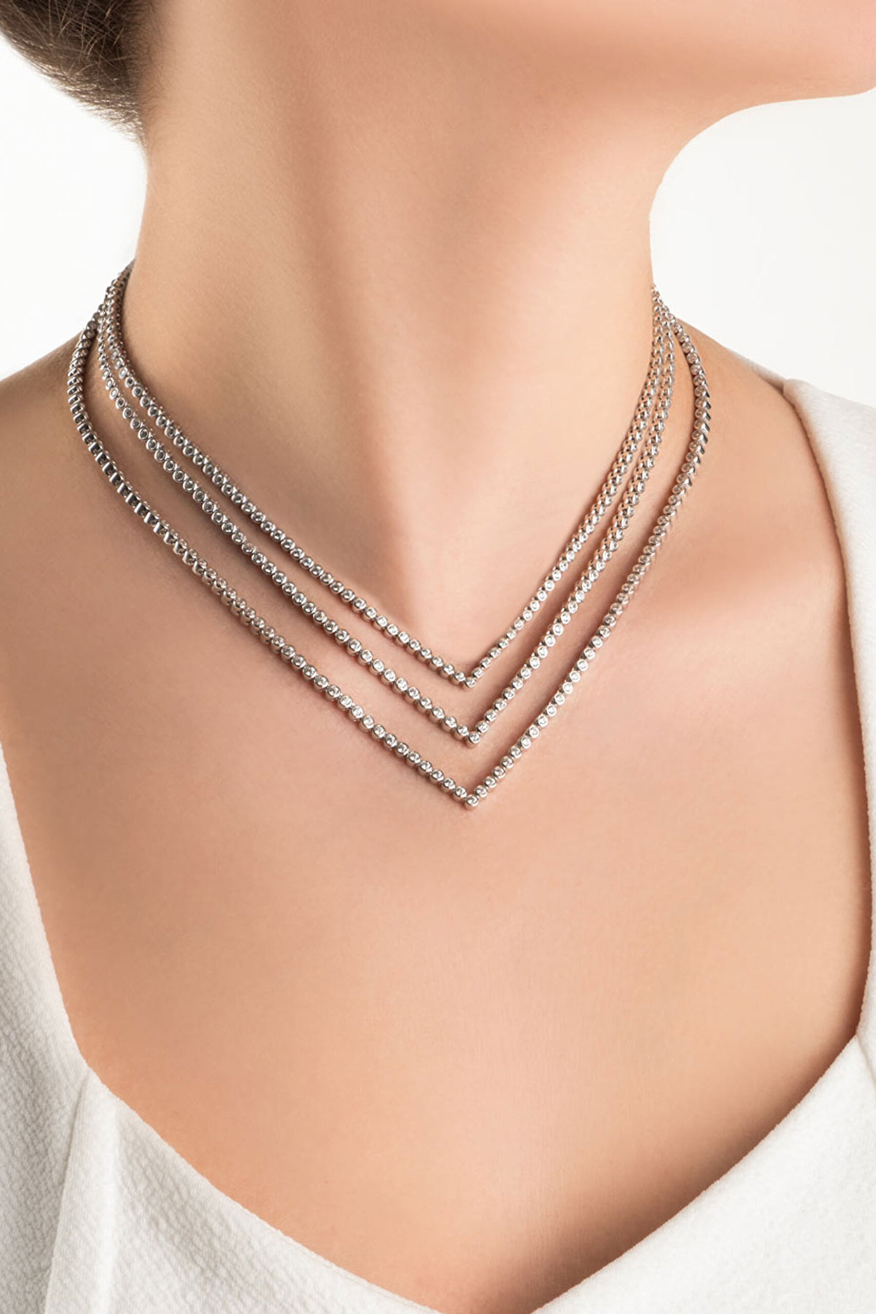 ⁠ Klasik 18 Ayar Beyaz Altın Kaplama Gümüş Su Yolu Gerdanlık_5}