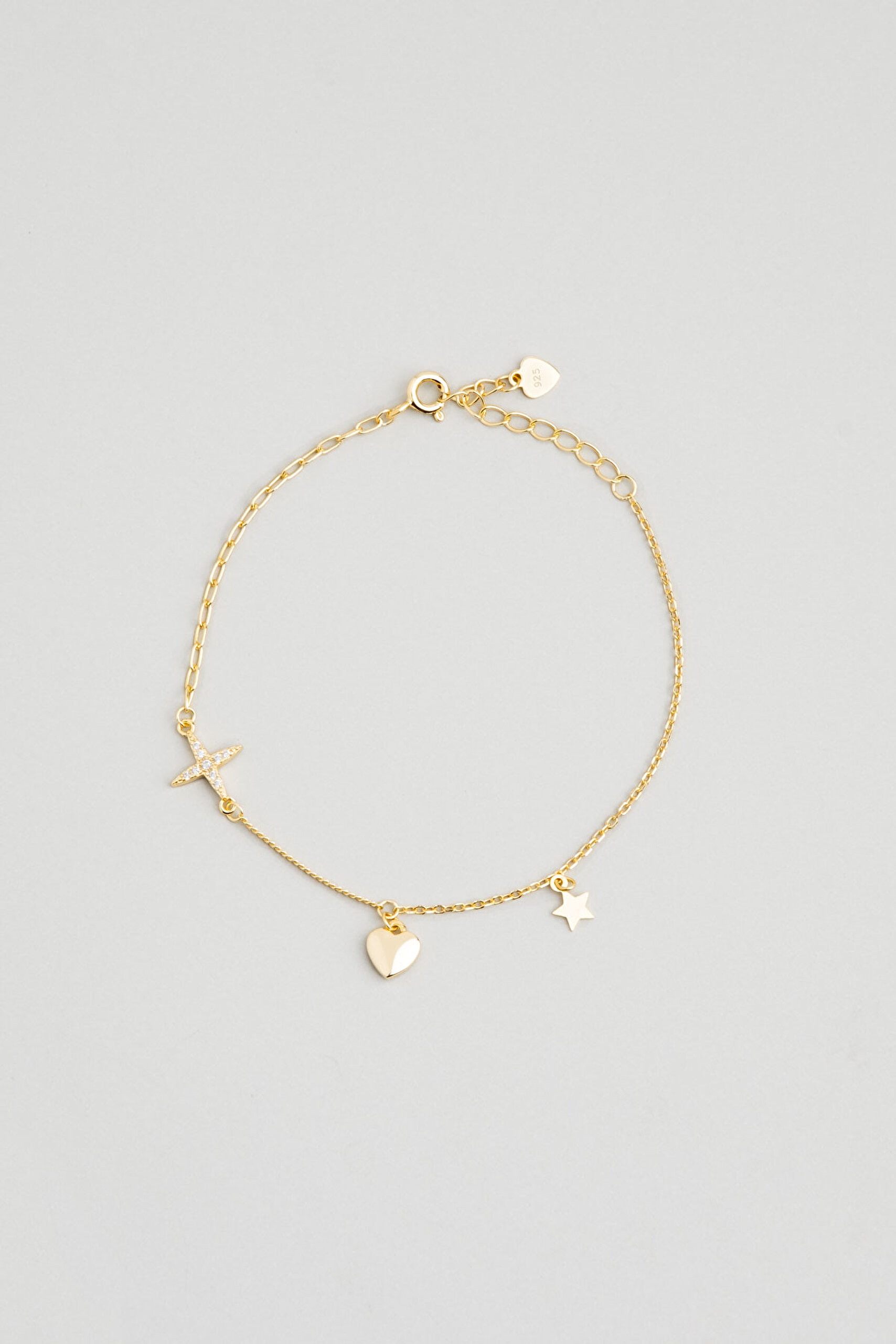 ⁠ Minimal İkonlar 18 Ayar Sarı Altın Kaplama 20 Cm Gümüş Minimal Bileklik_0}