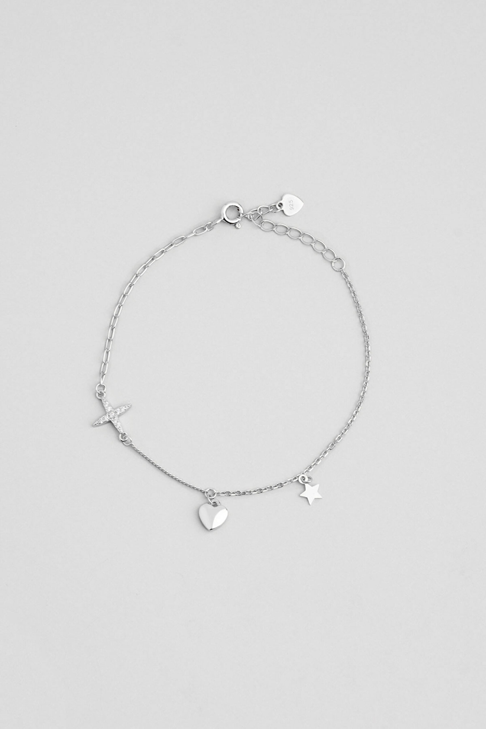 ⁠ Minimal İkonlar 18 Ayar Beyaz Altın Kaplama 20 Cm Gümüş Minimal Bileklik_0}