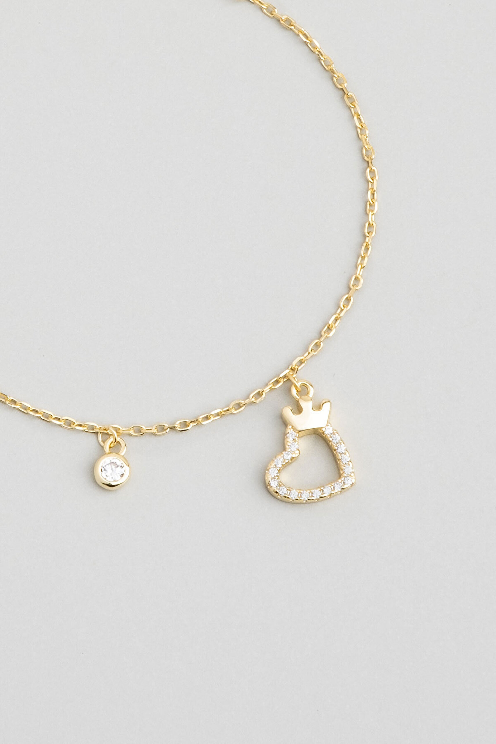 Queen 18 Ayar Sarı Altın Kaplama Gümüş Minimal Bileklik - 1