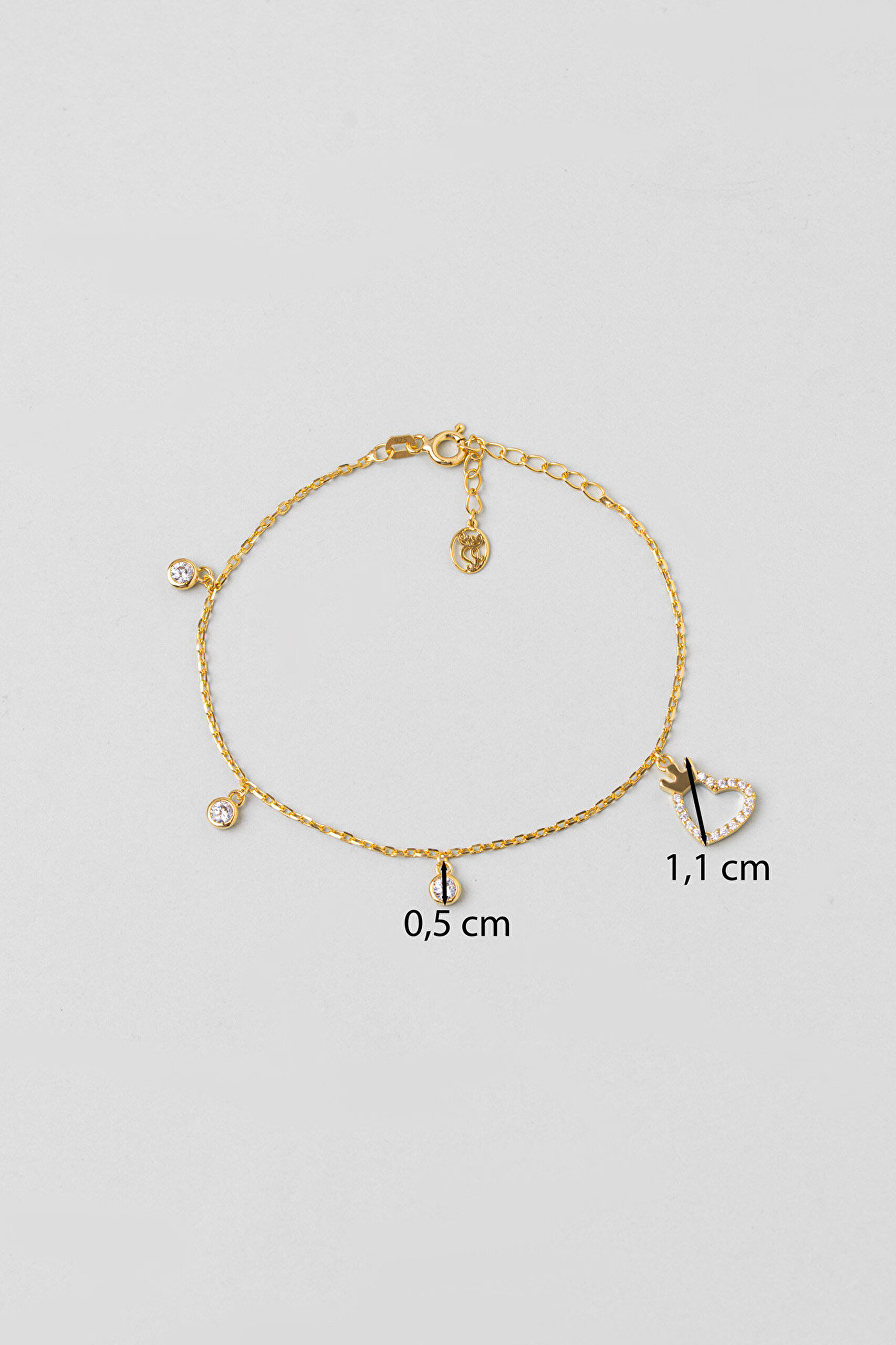 Queen 18 Ayar Sarı Altın Kaplama 19 Cm Gümüş Minimal Bileklik - 2