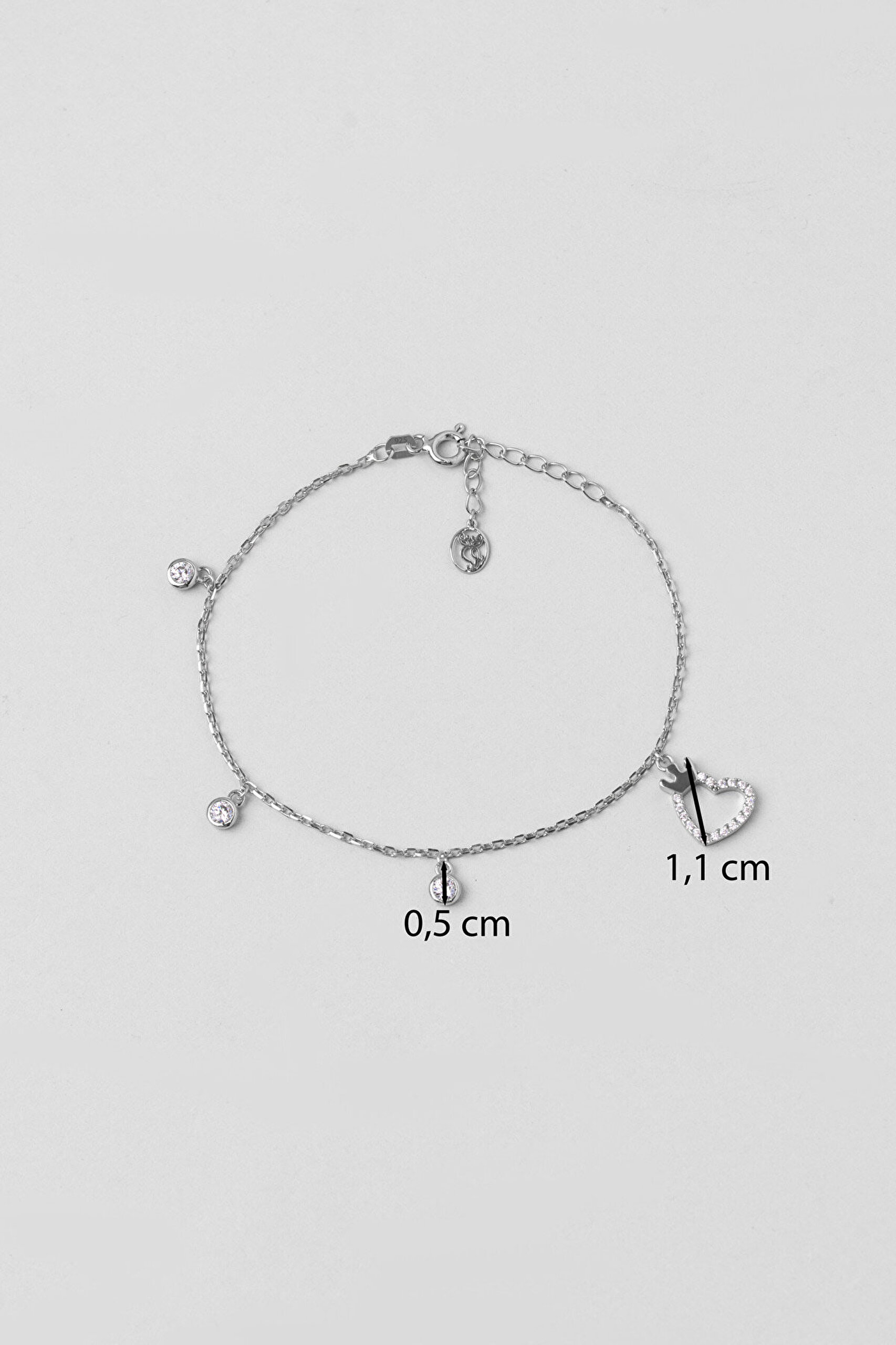 Queen 18 Ayar Beyaz Altın Kaplama 19 Cm Gümüş Minimal Bileklik - 2