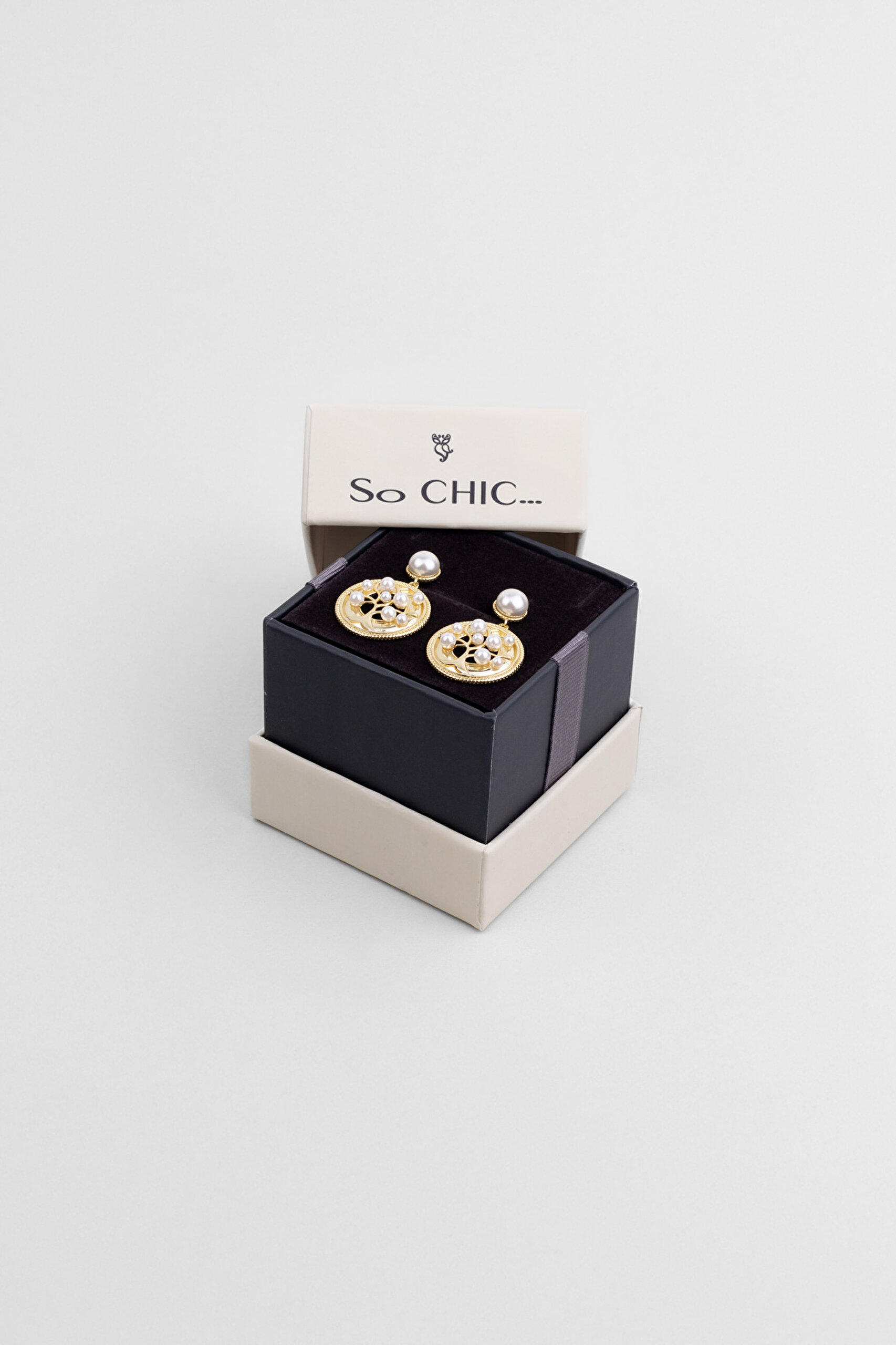 ⁠ Hayat Ağacı 18 Ayar Sarı Altın Kaplama Gümüş İnci Küpe_4}