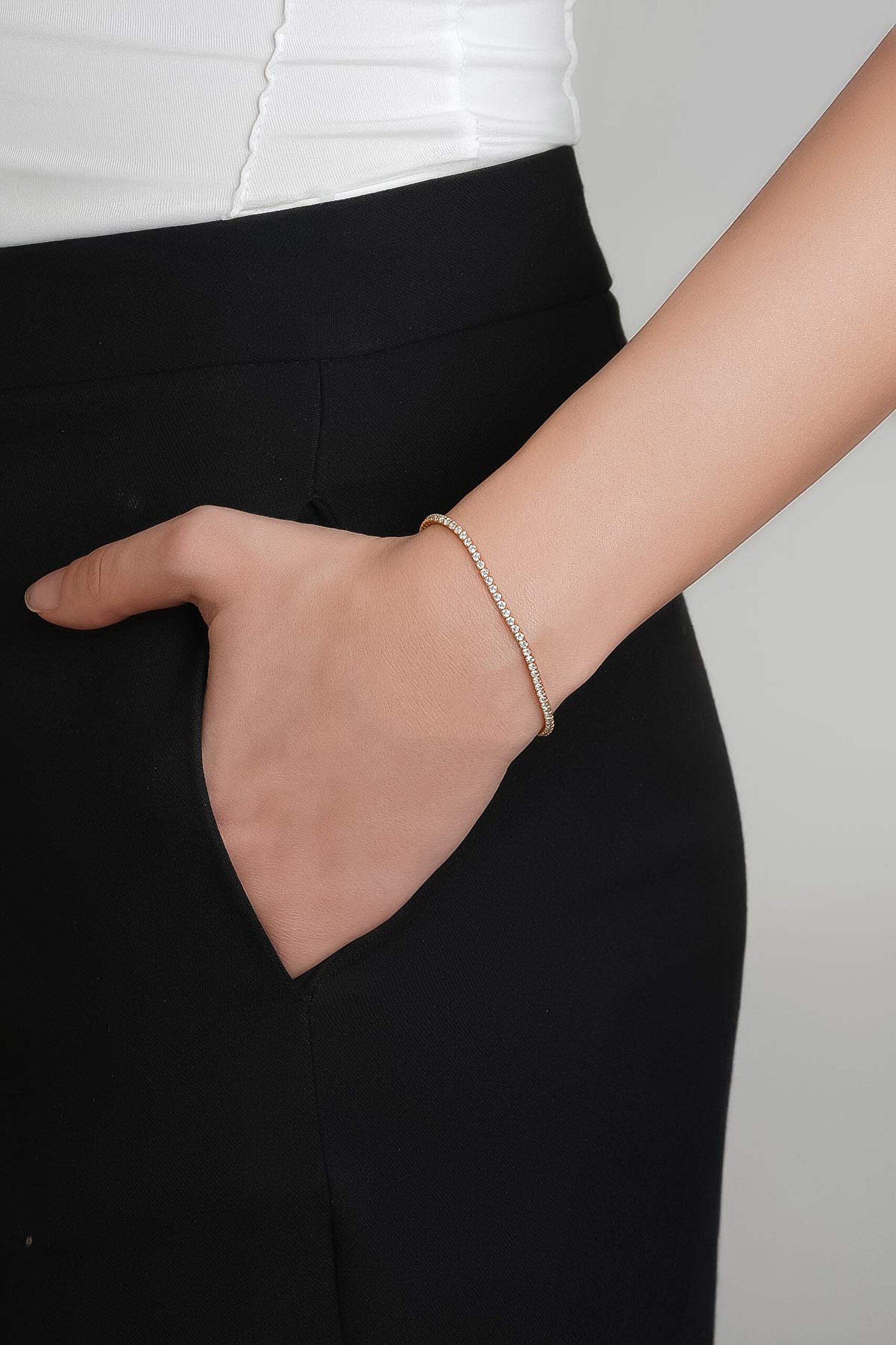 ⁠ 18 Ayar Rose Altın Kaplama Gümüş 19 Cm Su Yolu Bileklik_3}