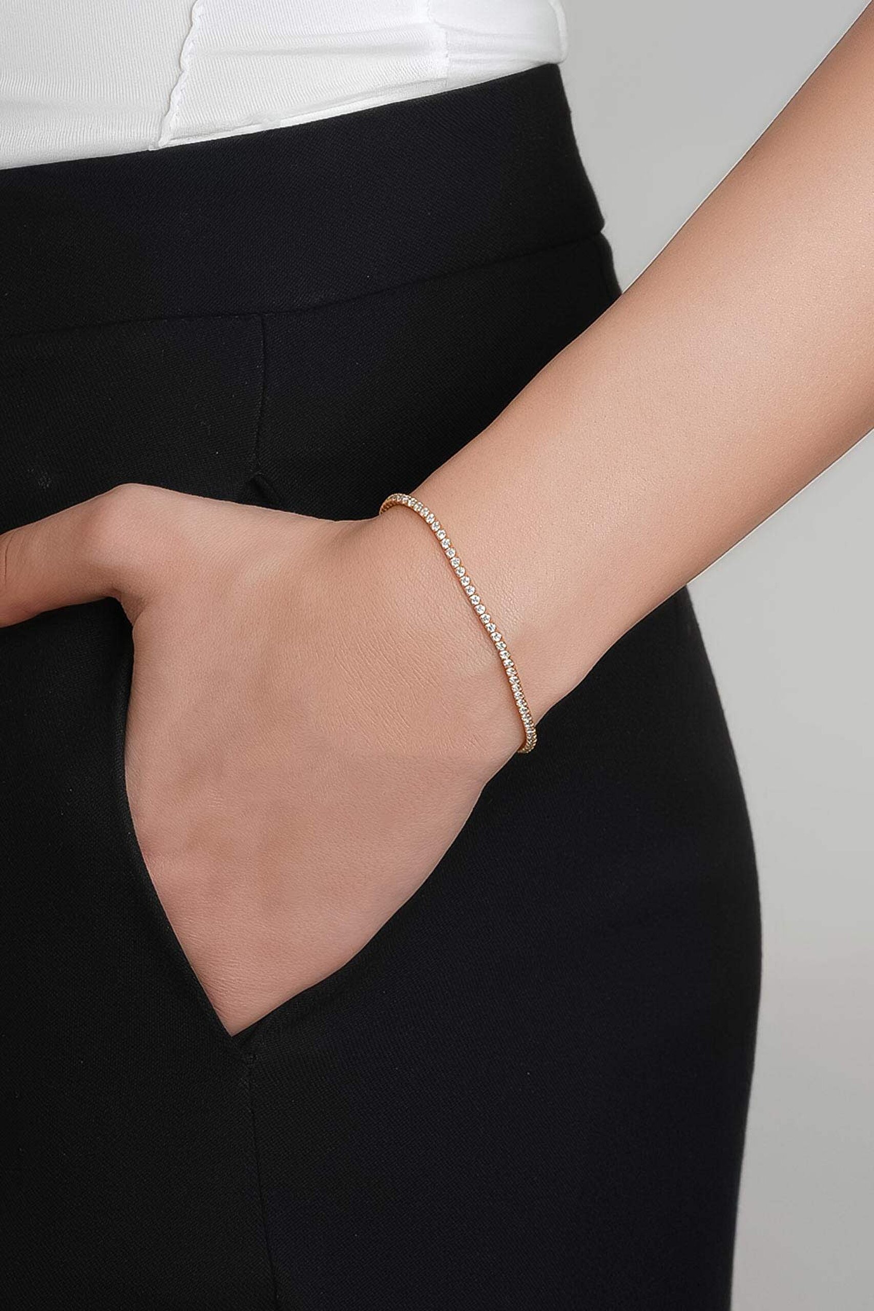 ⁠ 18 Ayar Rose Altın Kaplama Gümüş 19 Cm Su Yolu Bileklik_1}