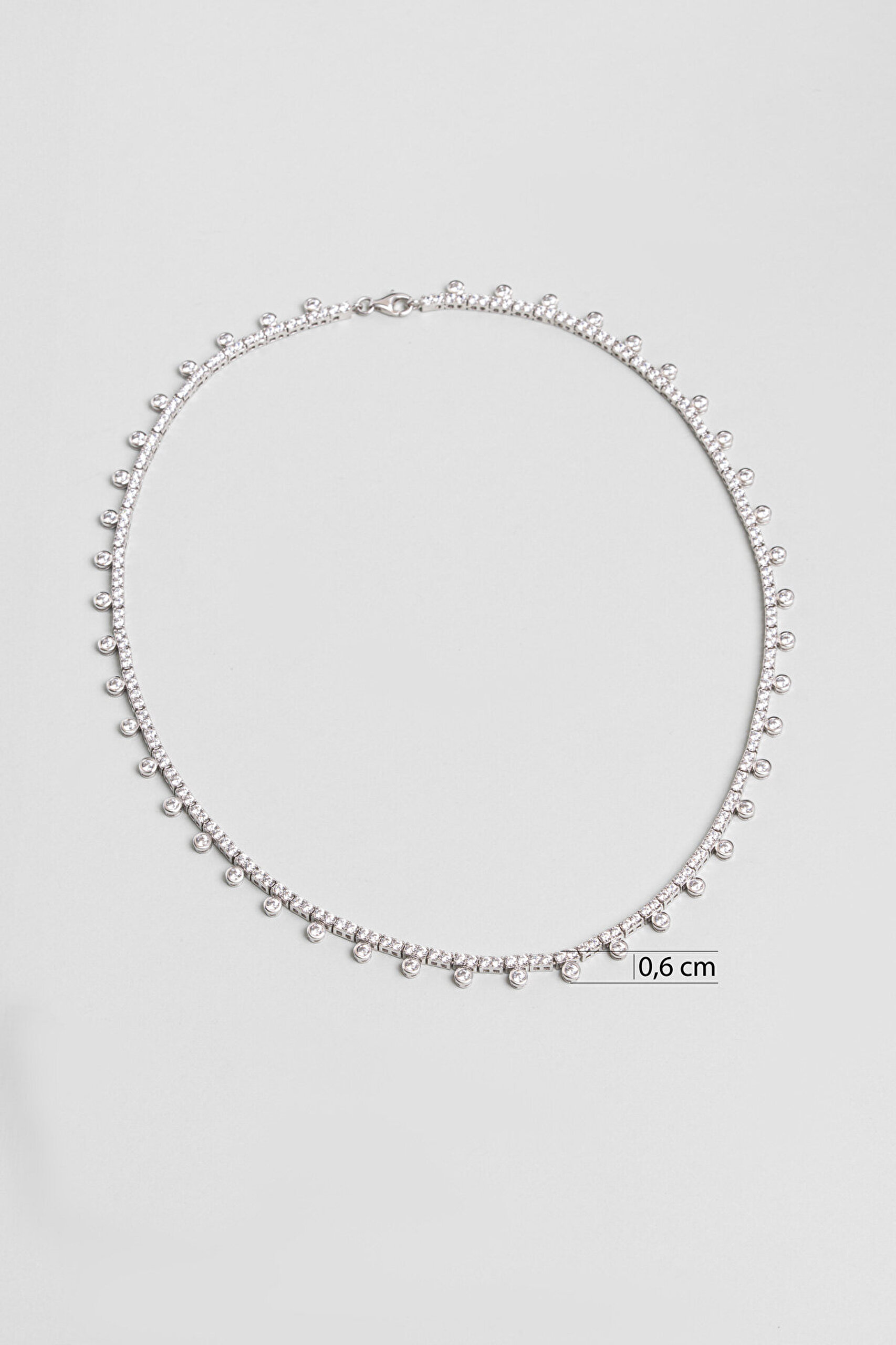 18 Ayar Beyaz Altın Kaplama Gümüş 43 Cm Tasarım Kolye - 1