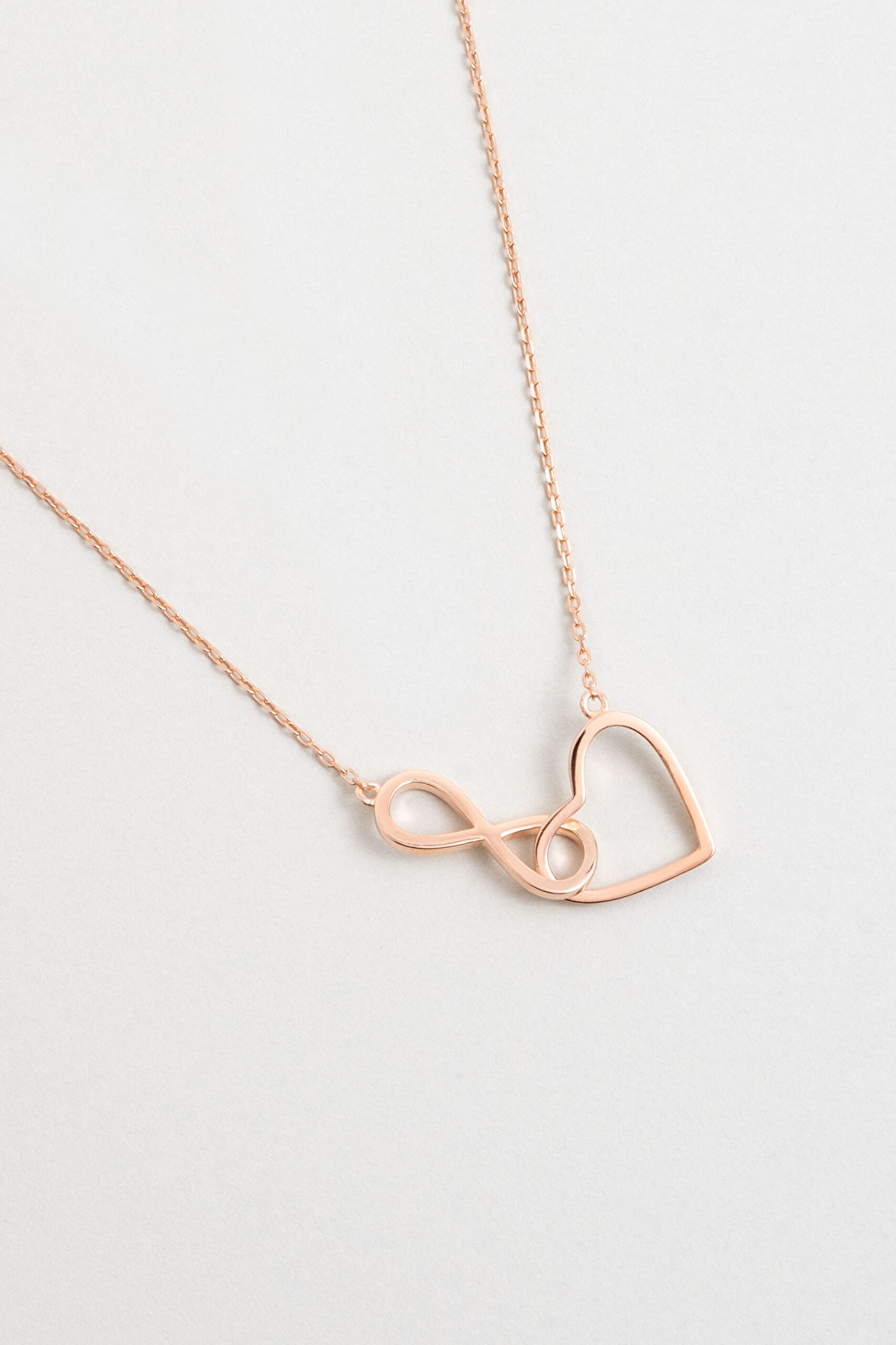 ⁠ Sonsuz Aşk 18 Ayar Rose Altın Kaplama 45 Cm Gümüş Kolye_1}