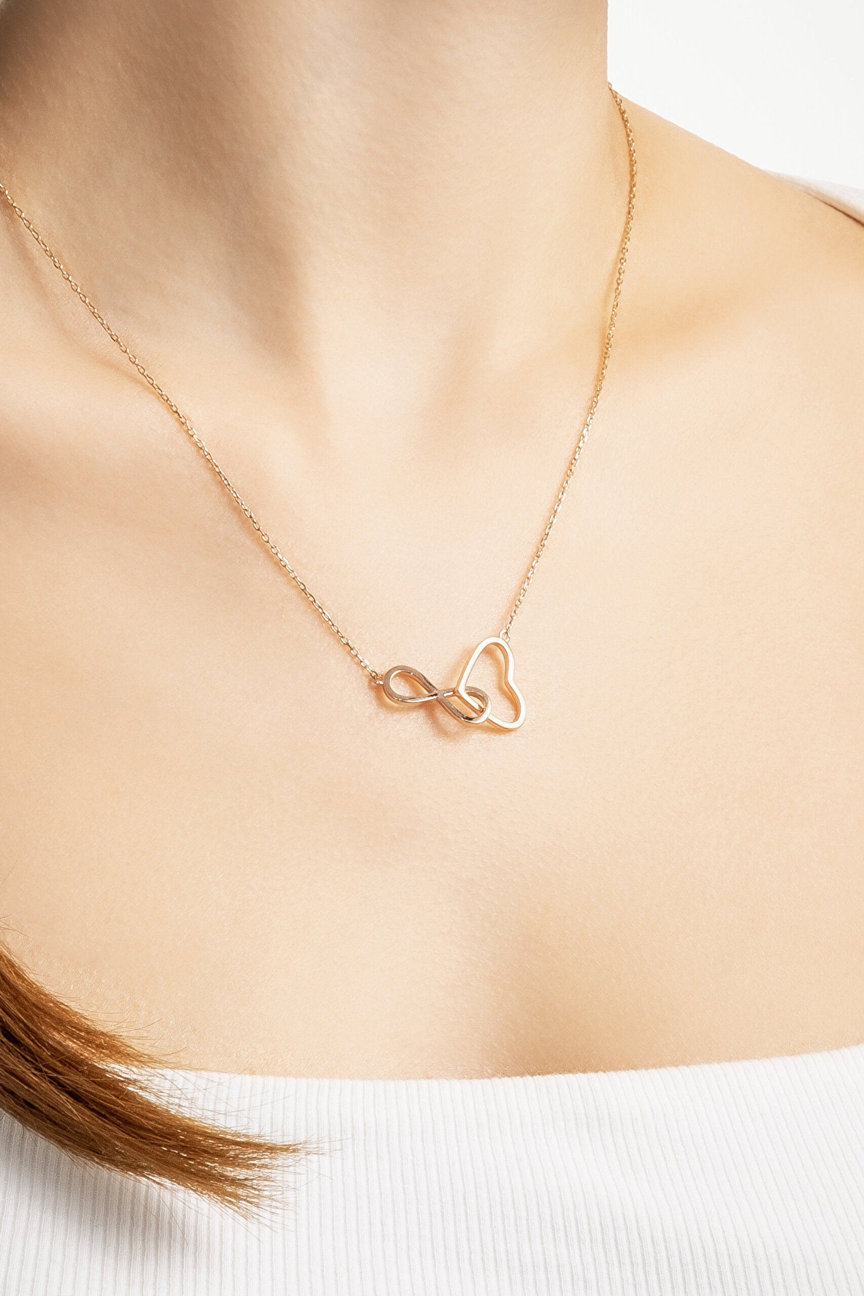 ⁠ Sonsuz Aşk 18 Ayar Rose Altın Kaplama 45 Cm Gümüş Kolye_3}