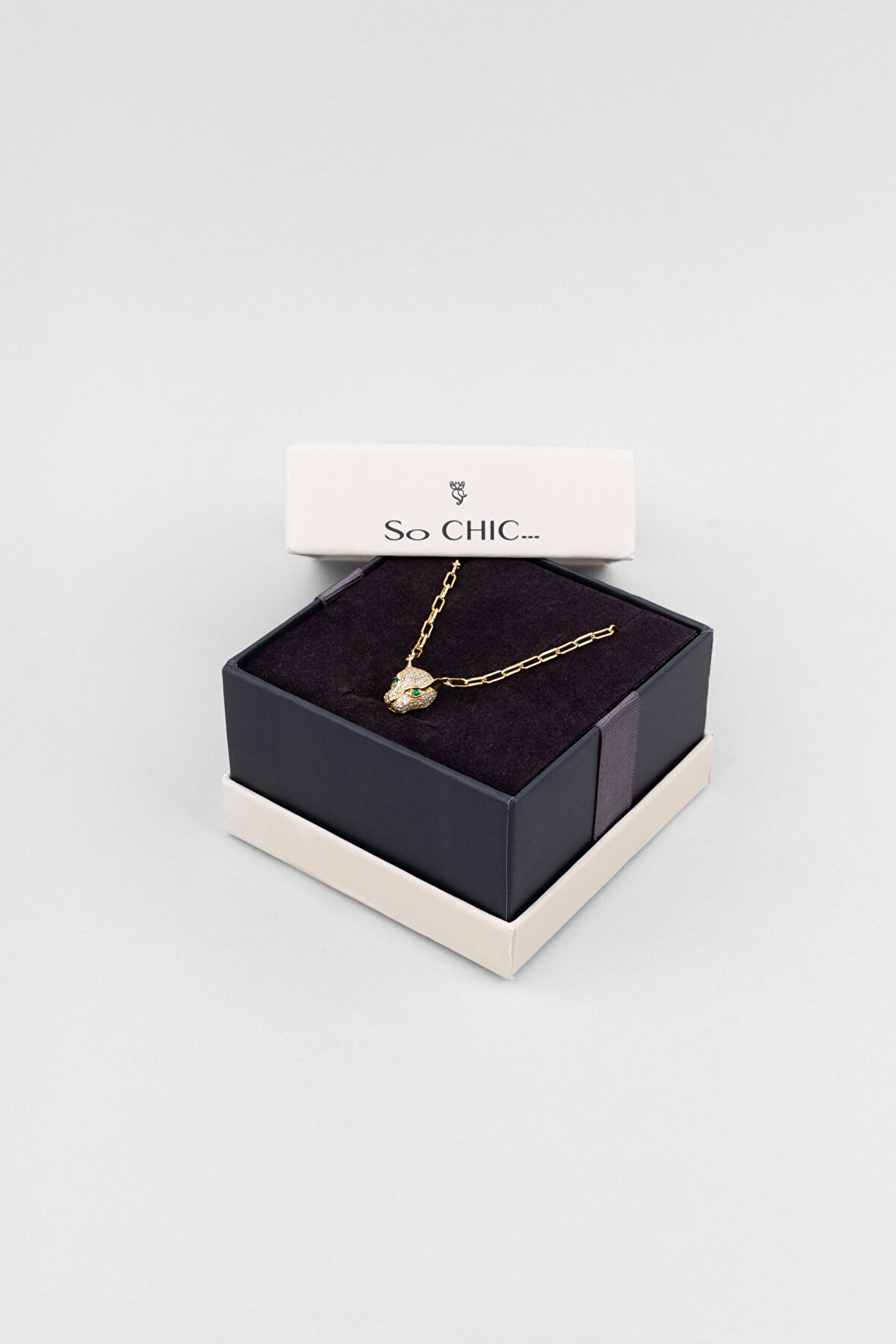 Yeşil Gözlü Kaplan 18 Ayar Sarı Altın Kaplama 43 Cm Gümüş Kolye - 5