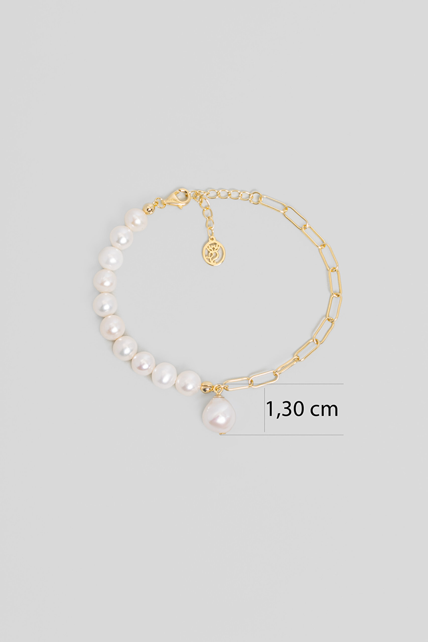 ⁠ Arianna 18 Ayar Sarı Altın Kaplama 19 Cm Gümüş İnci Bileklik_2}