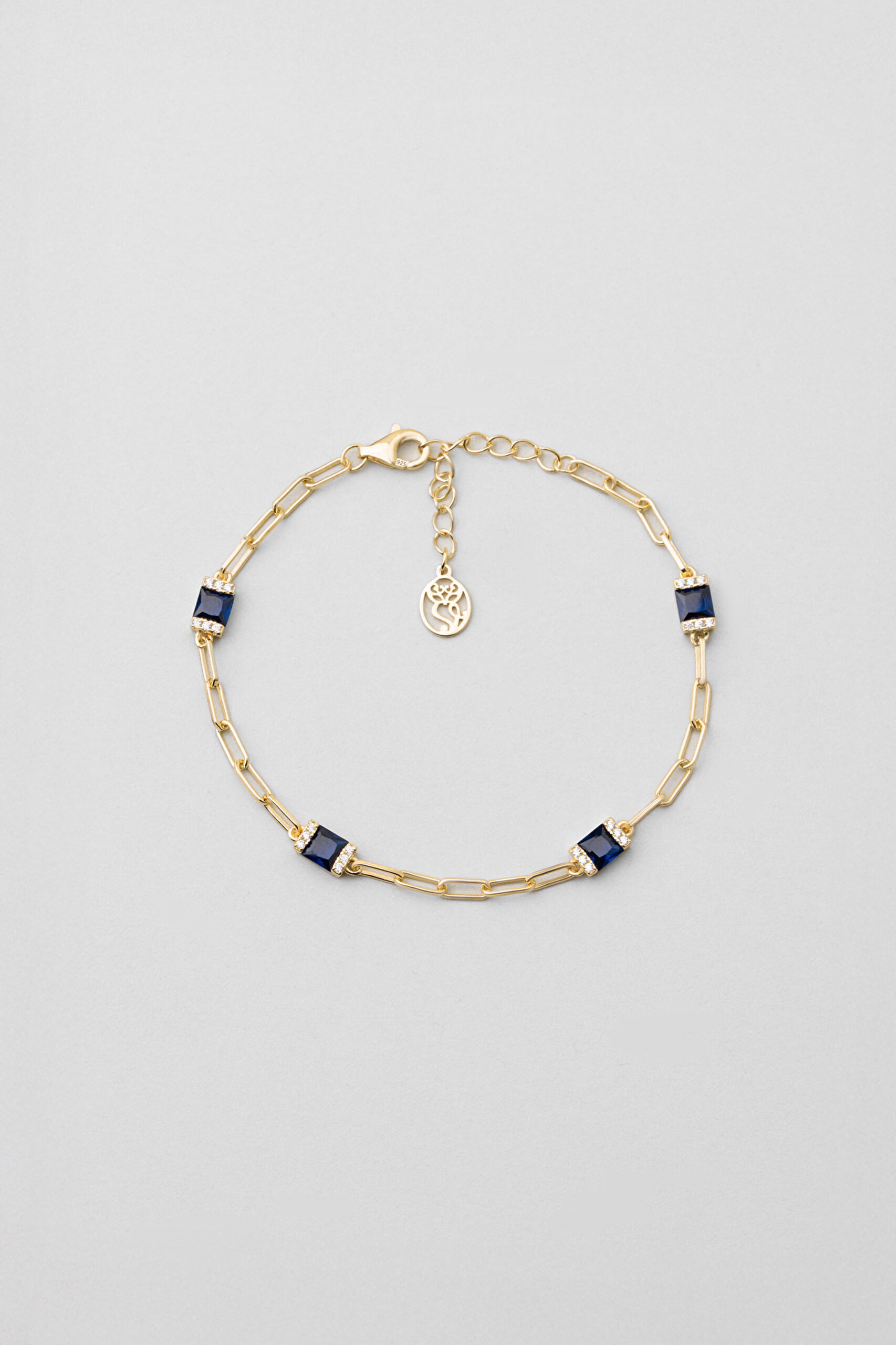 ⁠ Renkli Taşlı 18 Ayar Sarı Altın Kaplama Gümüş 19 Cm Bileklik_0}