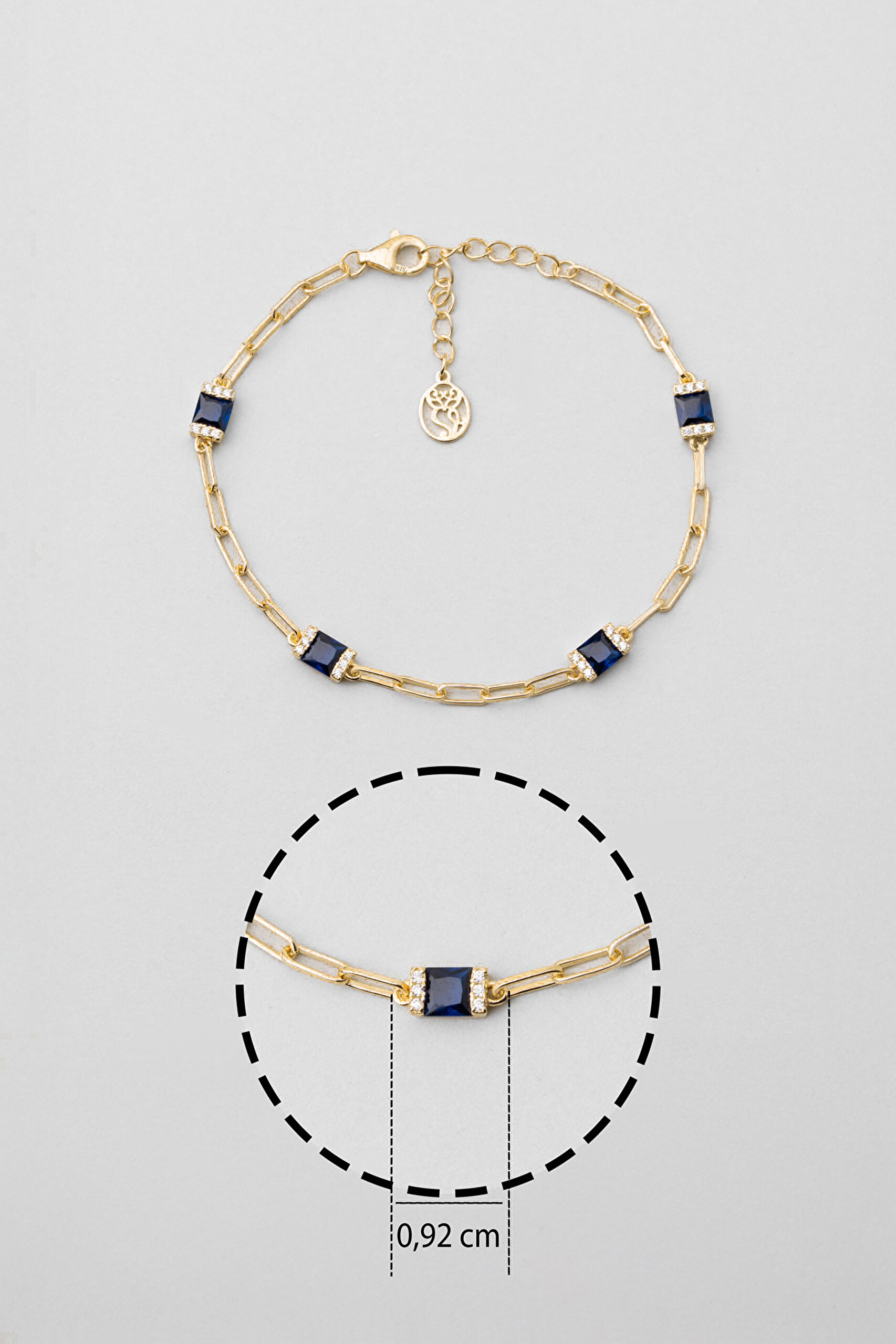 ⁠ Renkli Taşlı 18 Ayar Sarı Altın Kaplama Gümüş 19 Cm Bileklik_2}