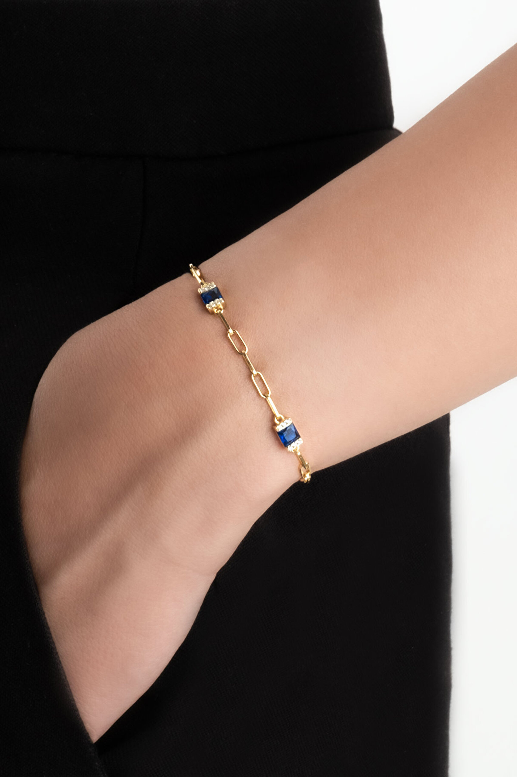 ⁠ Renkli Taşlı 18 Ayar Sarı Altın Kaplama Gümüş 19 Cm Bileklik_1}