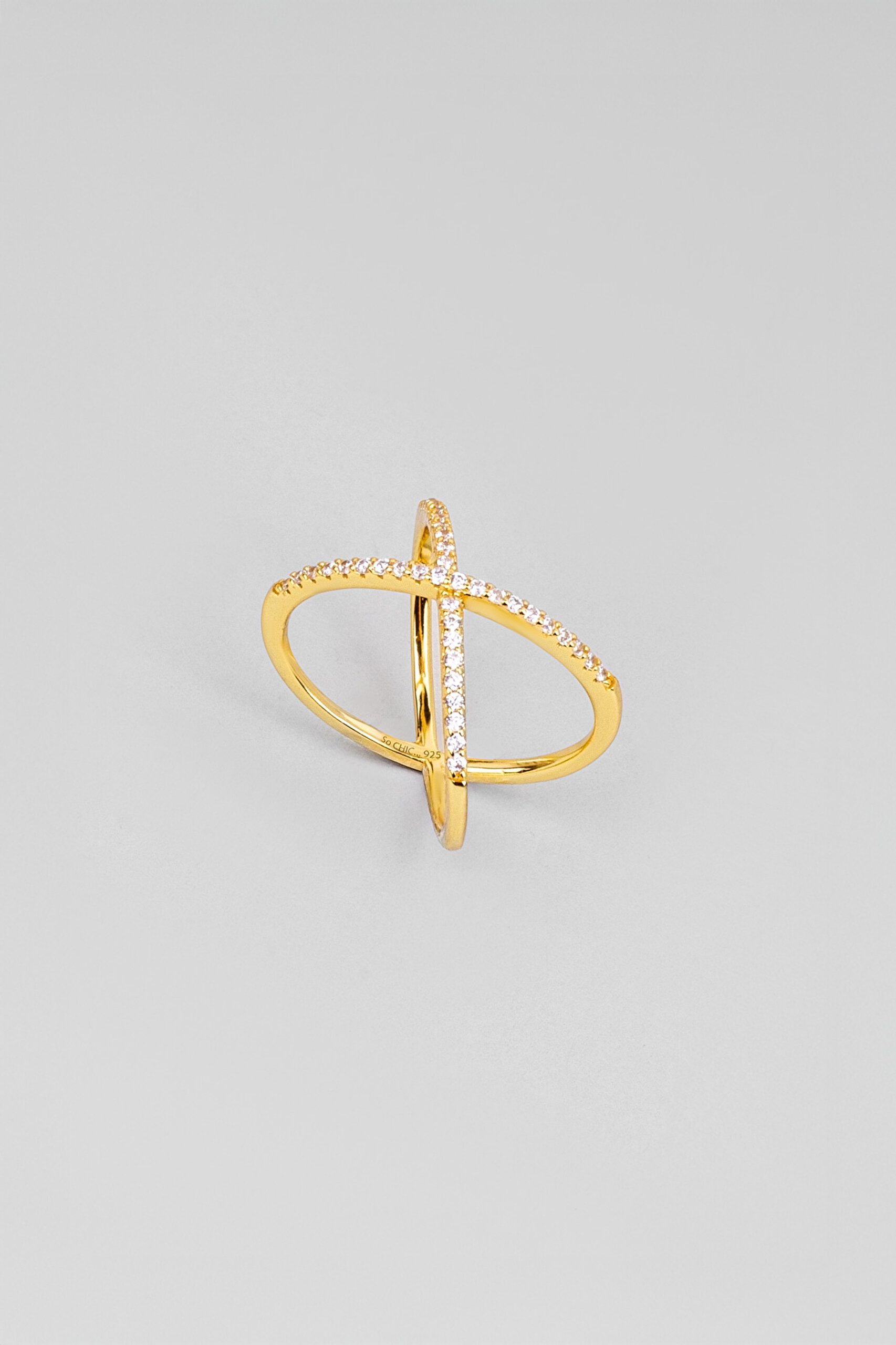 ⁠ İki Yol 18 Ayar Sarı Altın Kaplama Gümüş Yüzük_4}