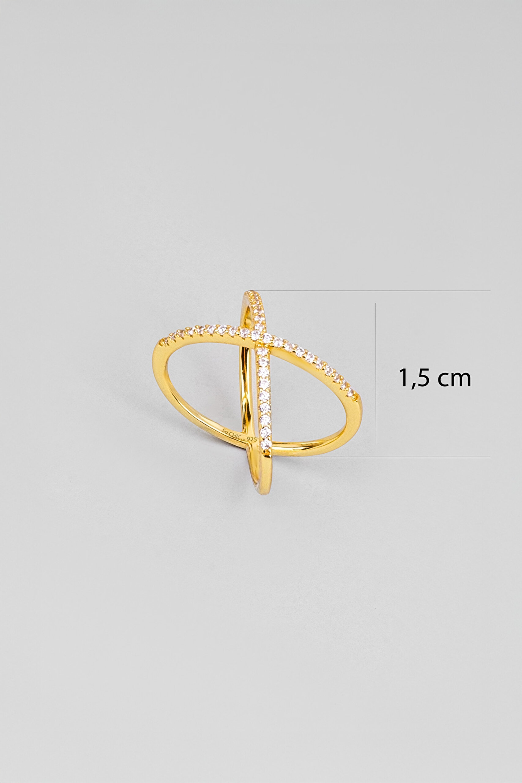 ⁠ İki Yol 18 Ayar Sarı Altın Kaplama Gümüş Yüzük_2}