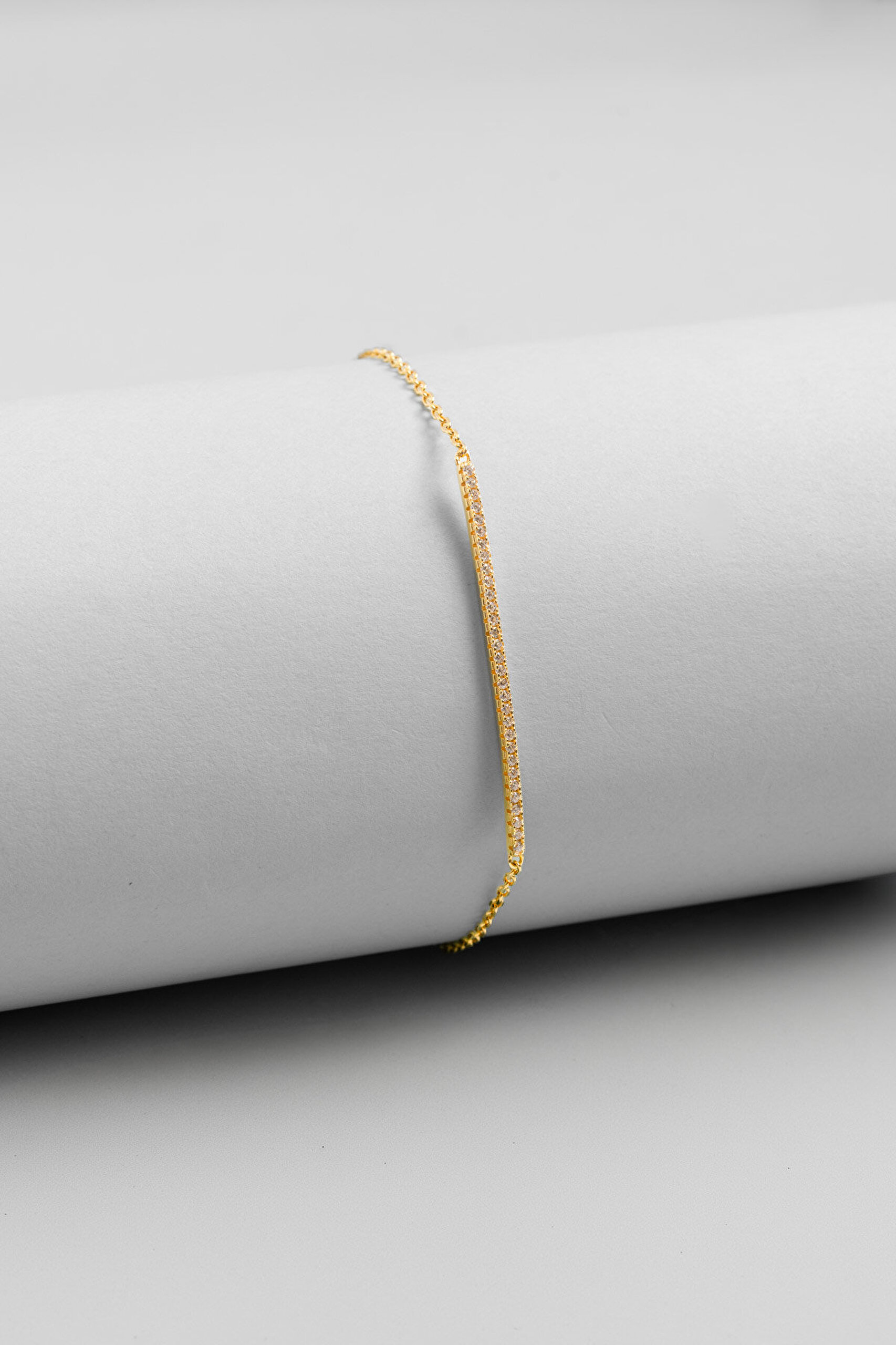 Minimal Zarafet 18 Ayar Sarı Altın Kaplama 20 Cm Gümüş Bileklik - 0