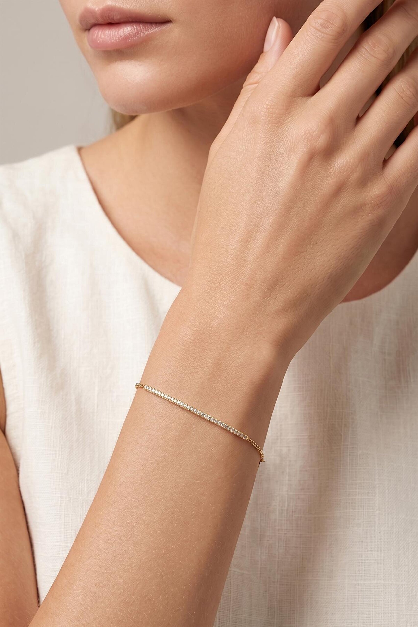 Minimal Zarafet 18 Ayar Sarı Altın Kaplama 20 Cm Gümüş Bileklik - 3
