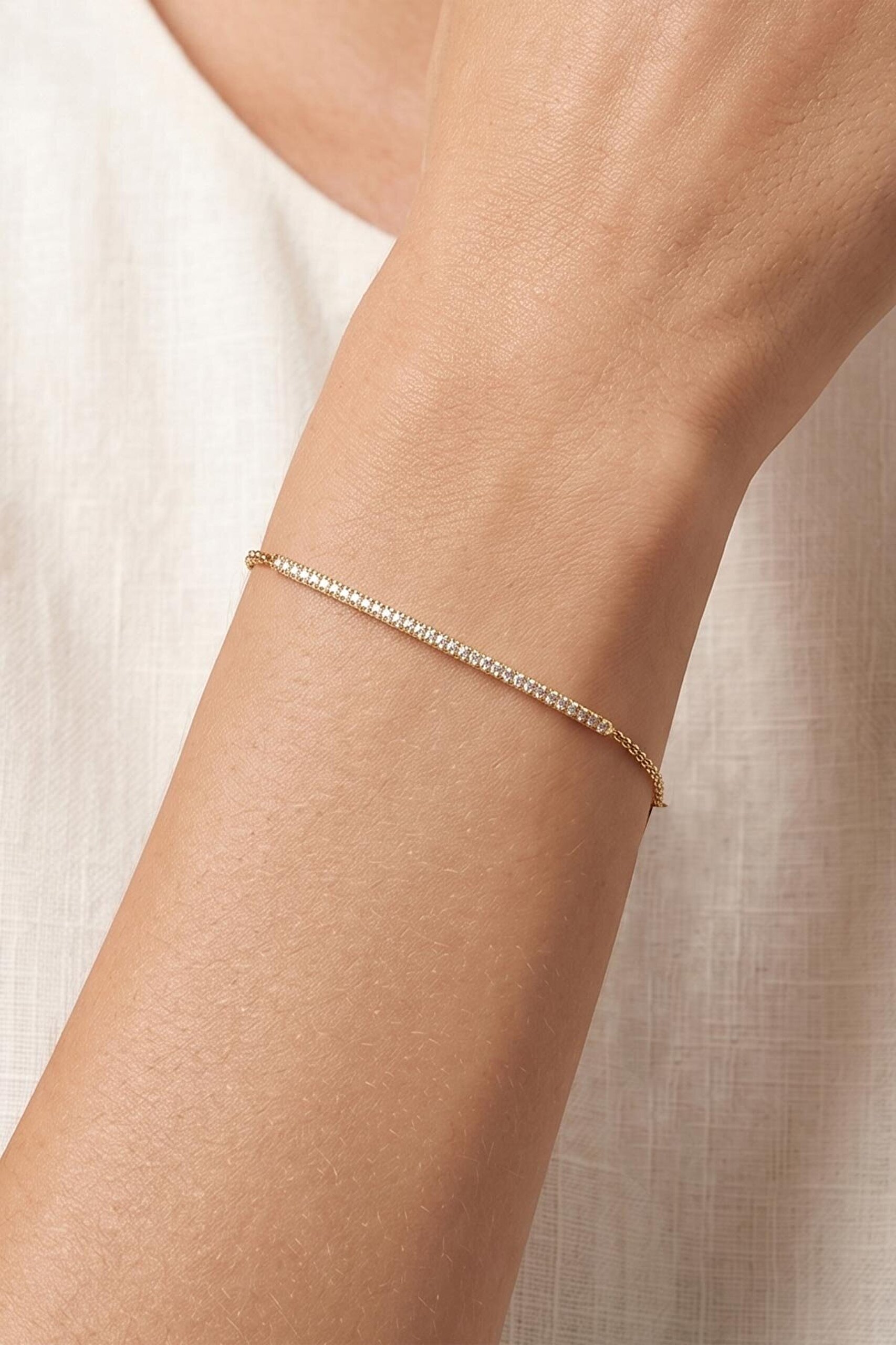 Minimal Zarafet 18 Ayar Sarı Altın Kaplama 20 Cm Gümüş Bileklik - 1
