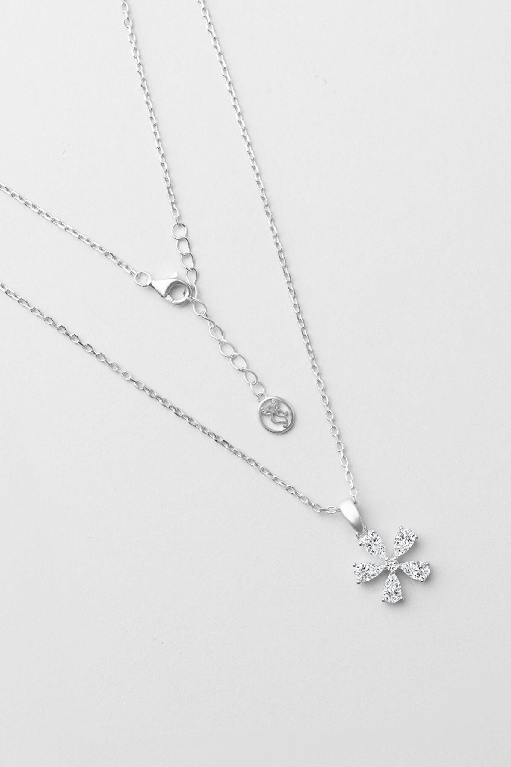 ⁠ Begonya 18 Ayar Beyaz Altın Kaplama 45 Cm Gümüş Minimal Kolye_0}