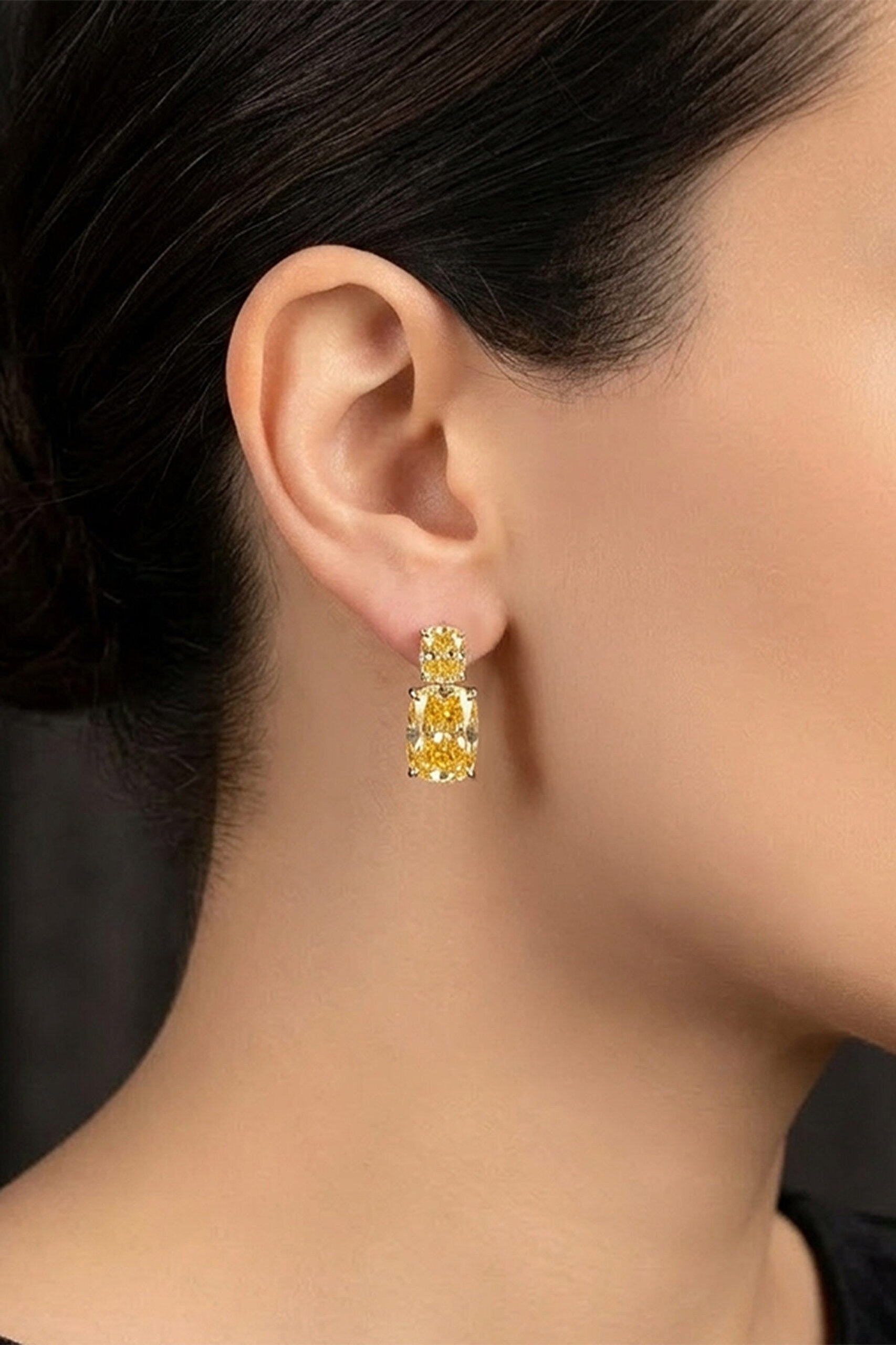 Güneş Işıltısı 18 Ayar Beyaz Altın Kaplama Gümüş Küpe - 1