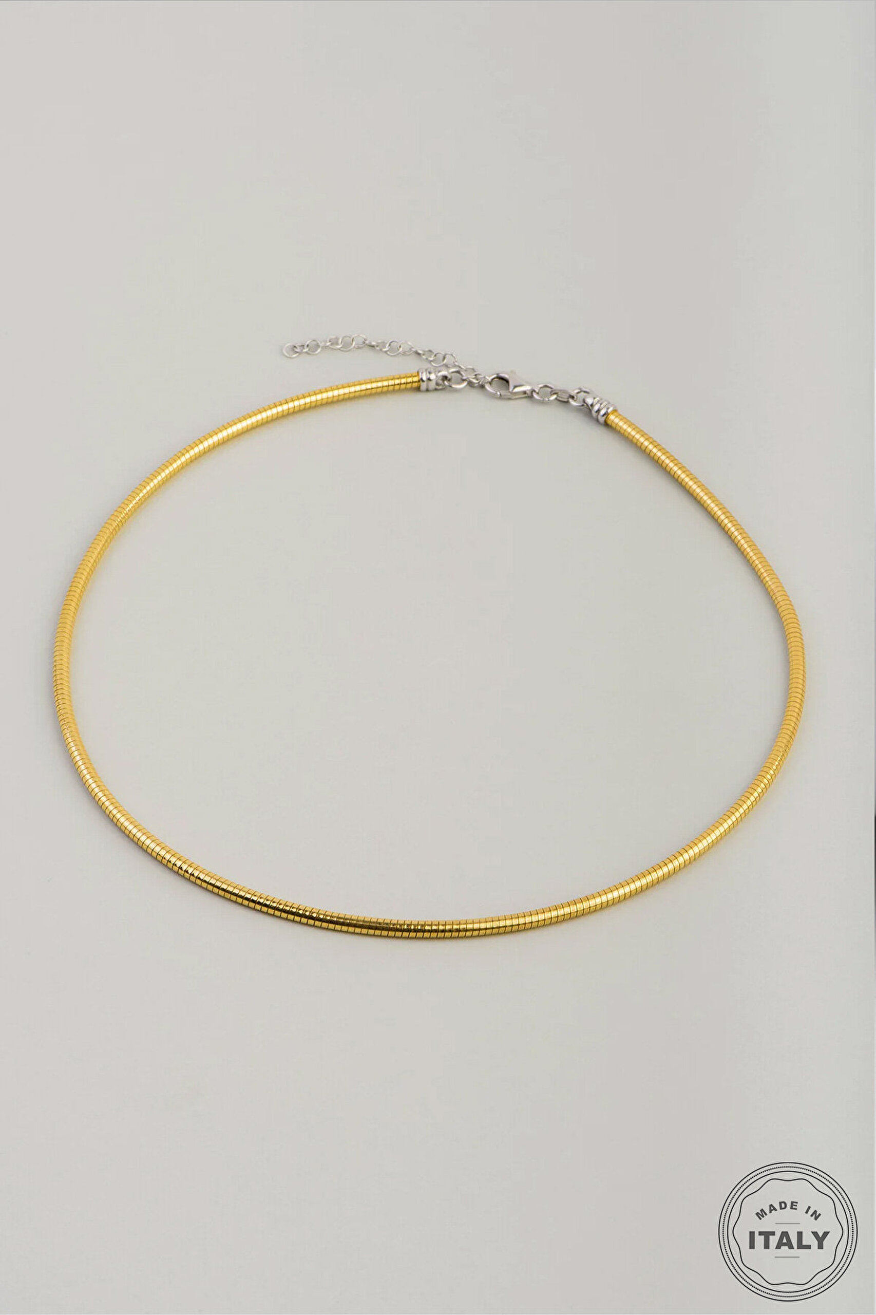 İtalyan 18 Ayar Sarı Altın Kaplama 47 Cm Gümüş Choker Gerdanlık - 0