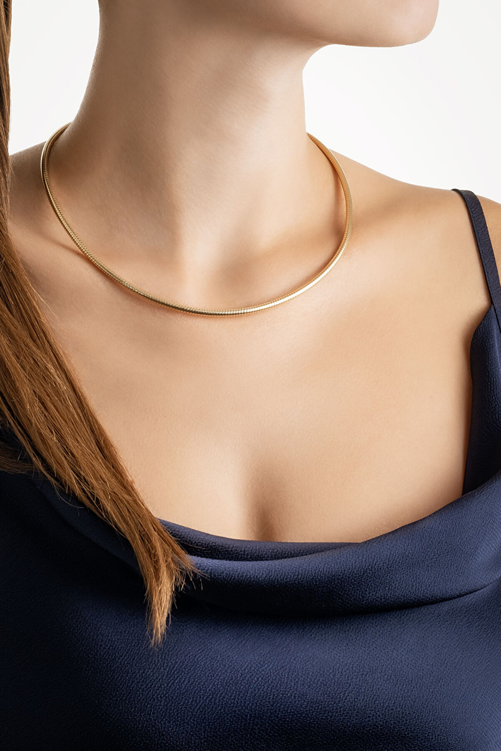 İtalyan 18 Ayar Sarı Altın Kaplama 47 Cm Gümüş Choker Gerdanlık - 2