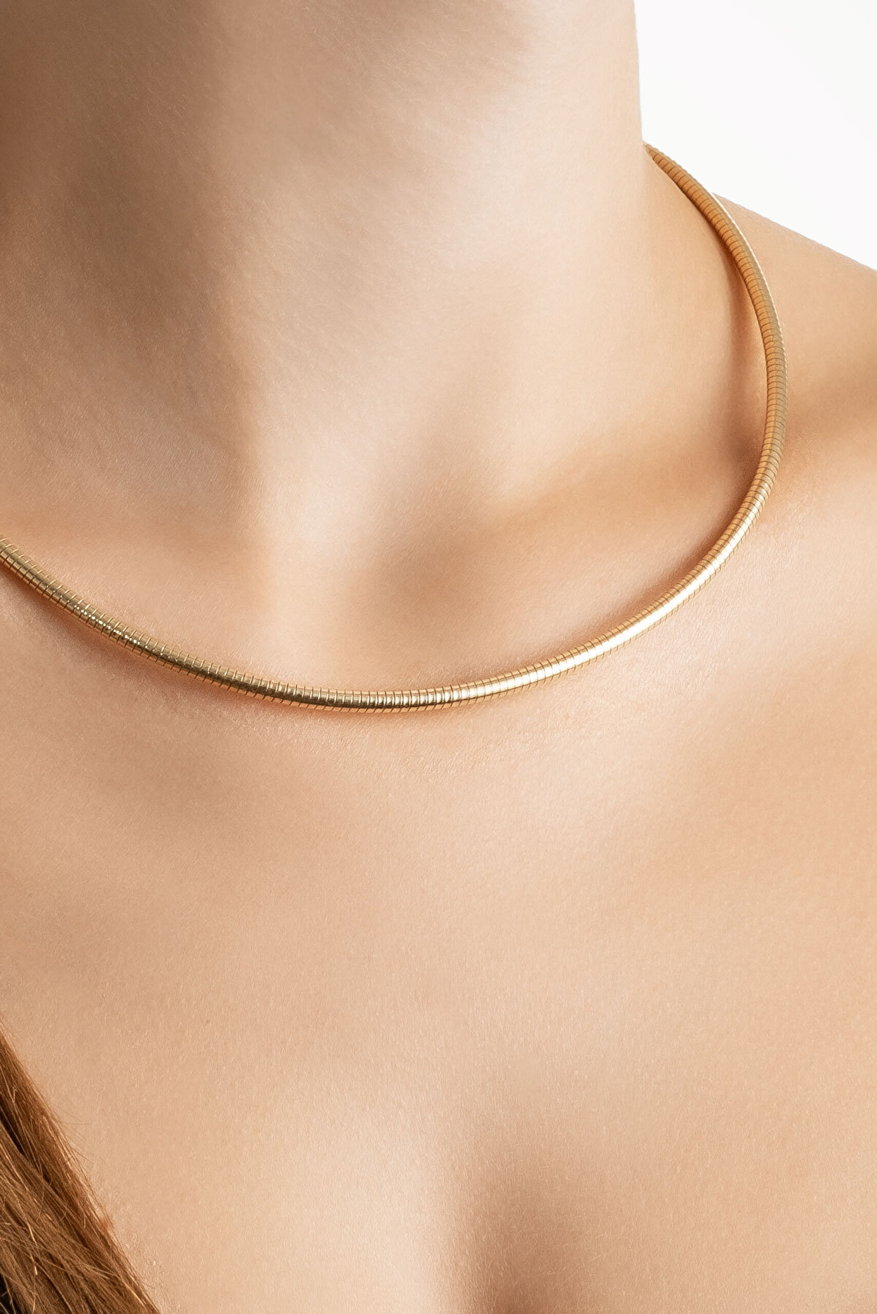 İtalyan 18 Ayar Sarı Altın Kaplama 47 Cm Gümüş Choker Gerdanlık - 1