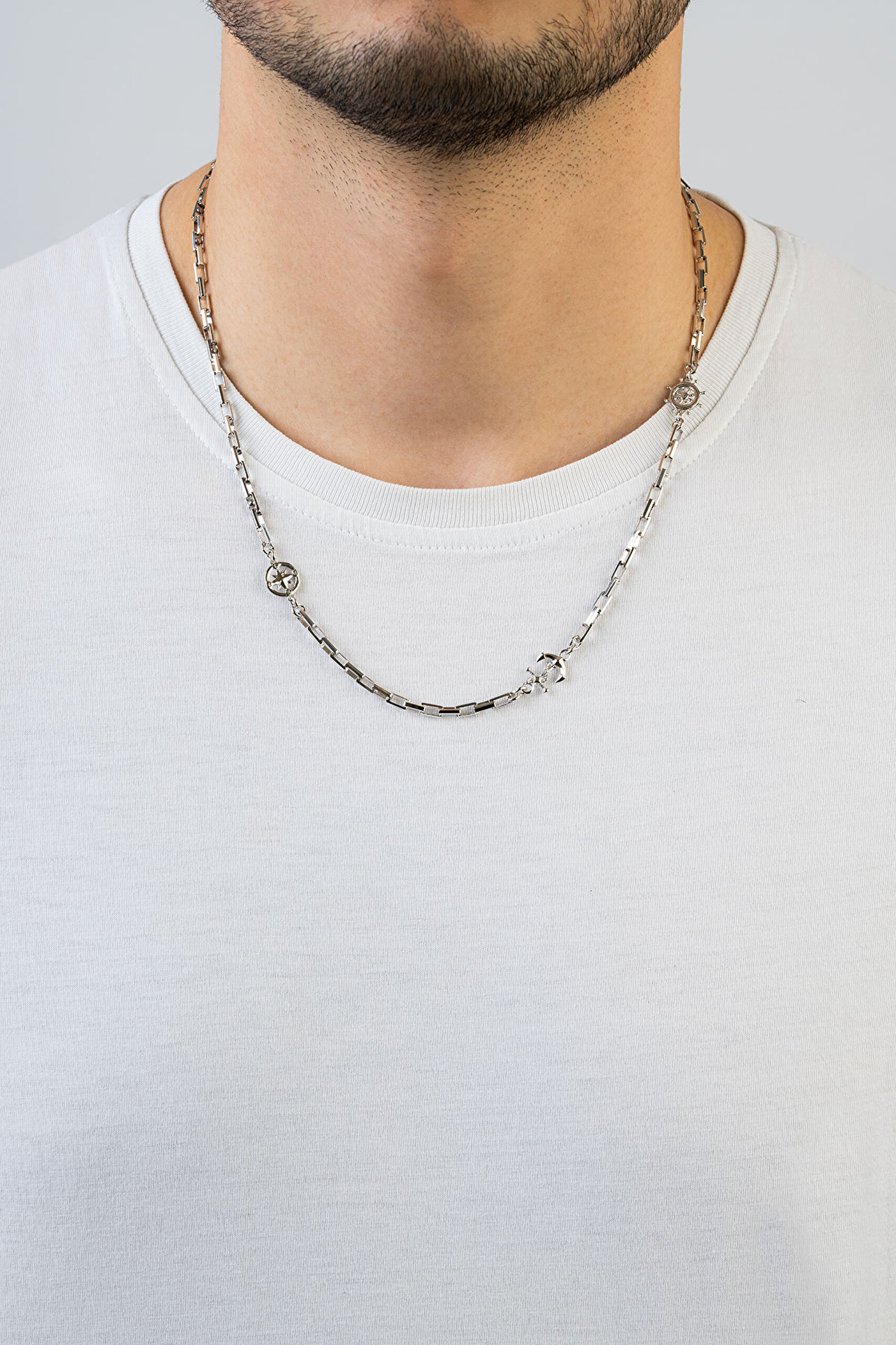 ⁠ İtalyan Dümen Figürlü 55 Cm Gümüş Erkek Kolye_5}