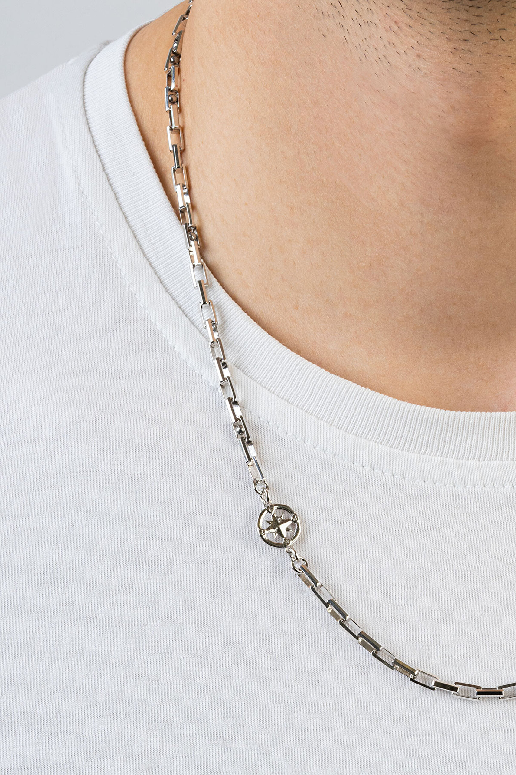 ⁠ İtalyan Dümen Figürlü 55 Cm Gümüş Erkek Kolye_1}