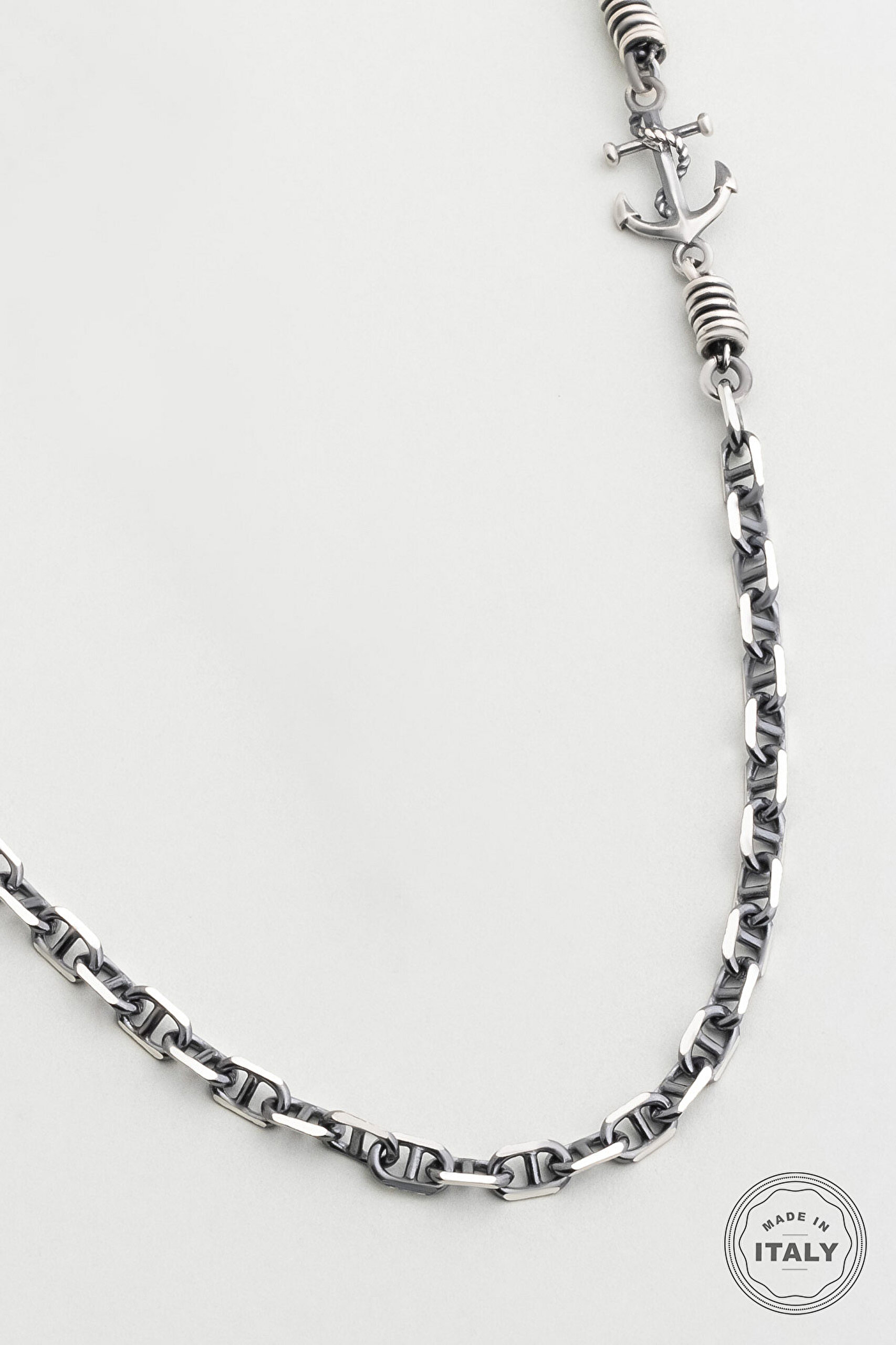 ⁠ İtalyan Çapa Figürlü Oksitli 60 Cm Erkek Gümüş Kolye_2}