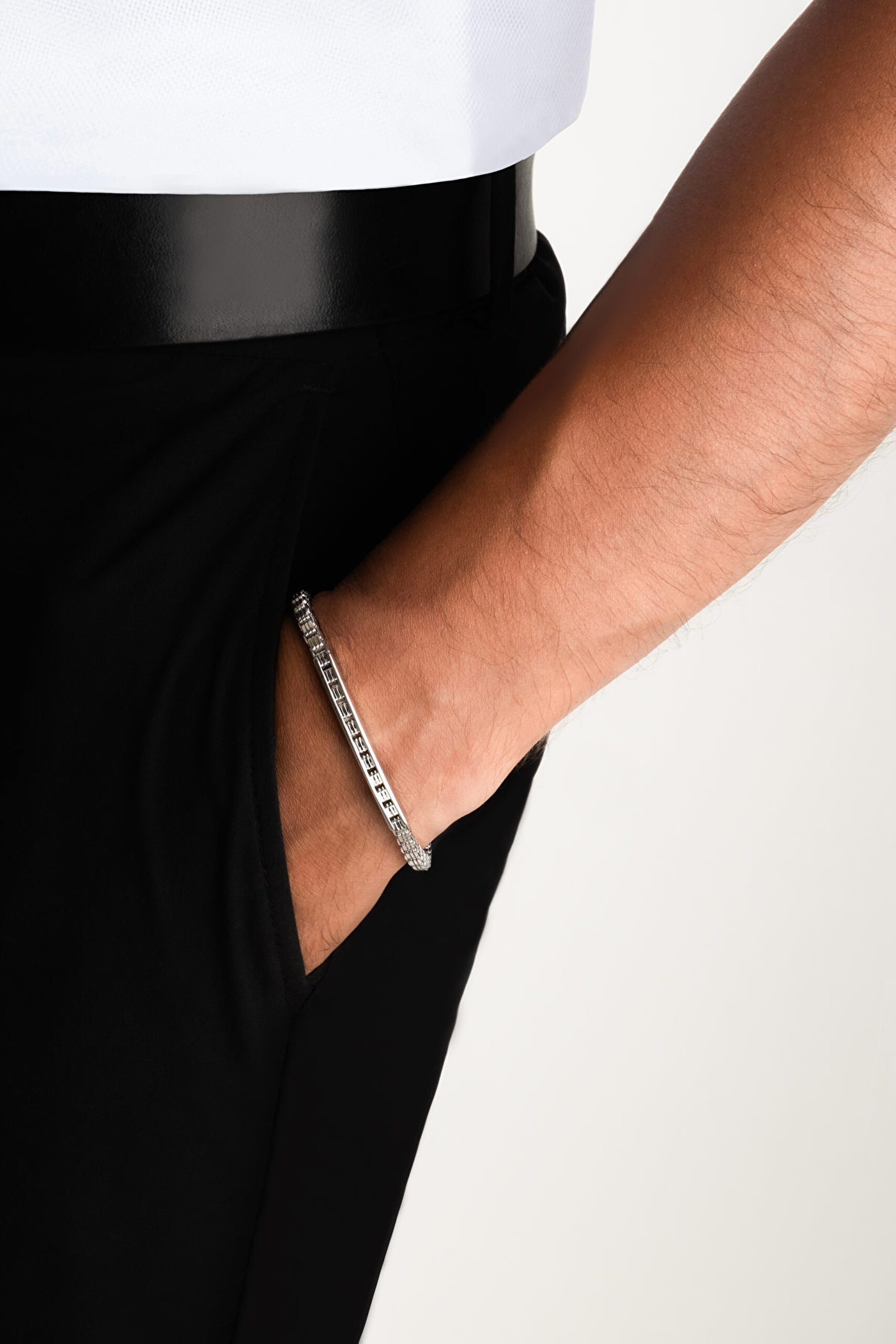 ⁠ İtalyan  21 Cm Gümüş Erkek Zincir  Bileklik_3}