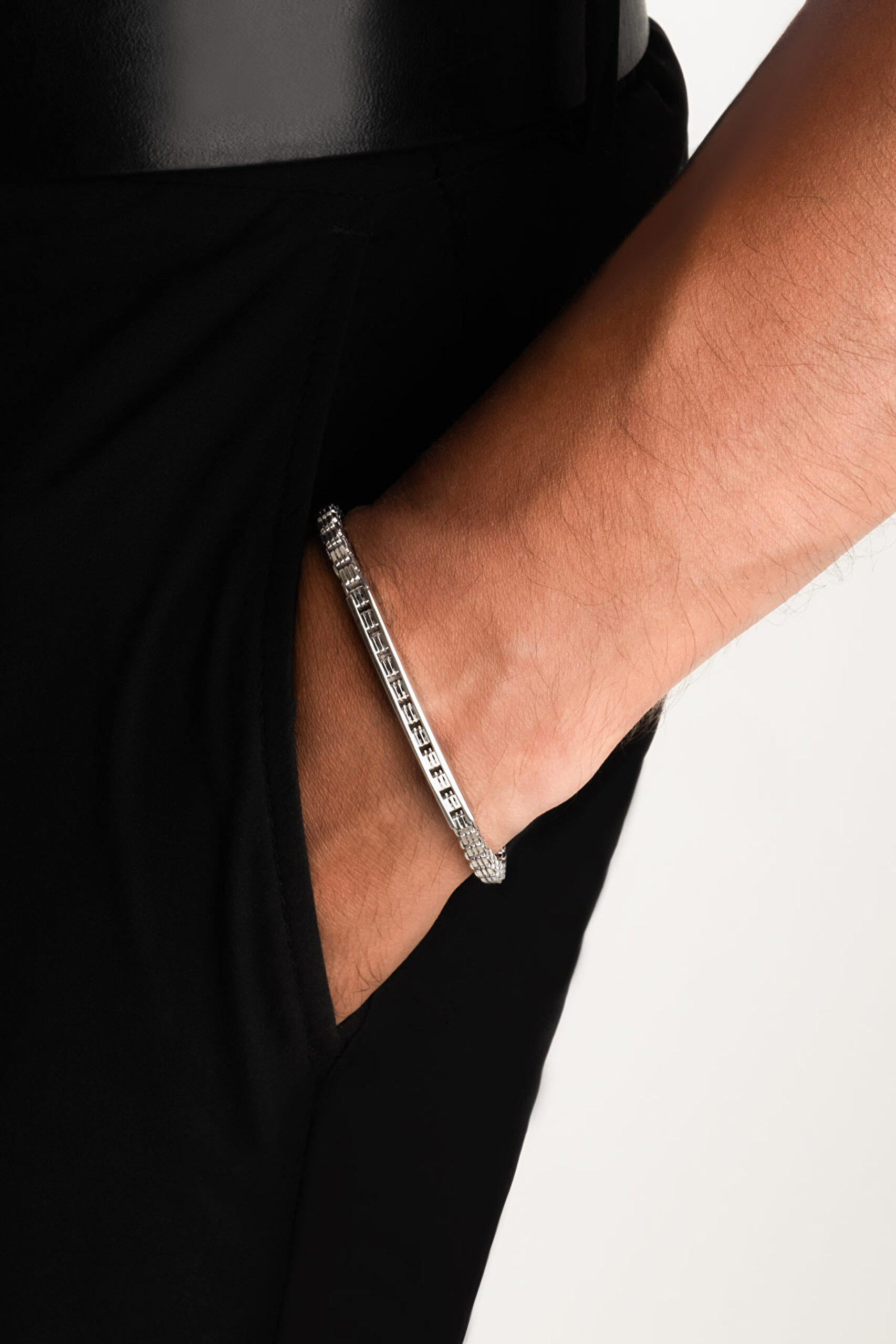 ⁠ İtalyan  21 Cm Gümüş Erkek Zincir  Bileklik_1}